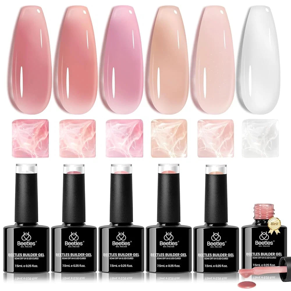 8-in-1 Beetles Builder Gel Set: 6 Colors Set for Strength and Beauty