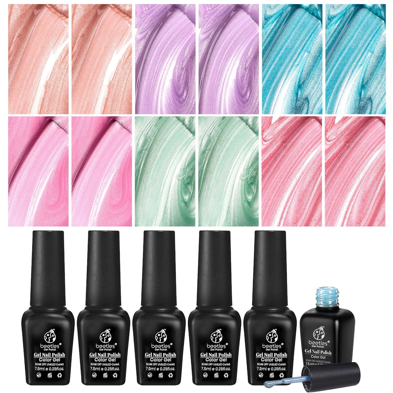 Beetles Gel Polish 6 Different Rose & Green Nude Colors Cat Eye Series Gel Nail Polish Set, All Seasons Social Occasions Gel Nail Polish Kit Gift for Holiday