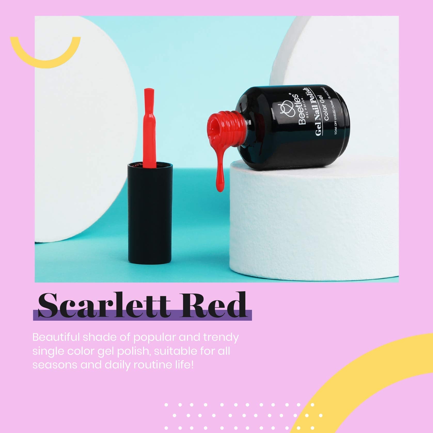 Beetles Gel Nail Polish, 1 Pcs 15ml Red Color Soak Off Gel