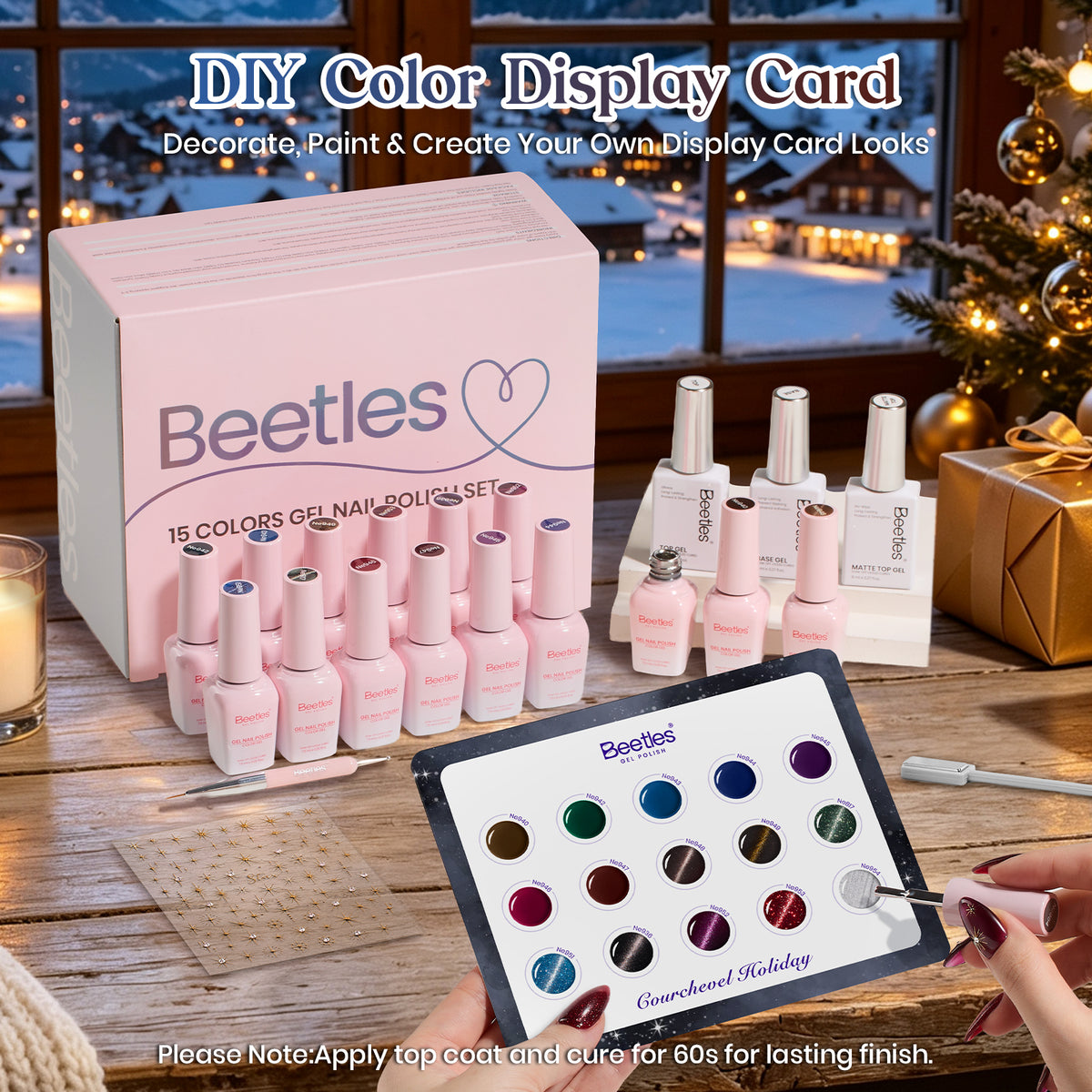 Beetles Courchevel Holiday Fall & Winter Nails 15 Colors Gel Nail Polish Set with Cat Eye Colors Halloween Nails