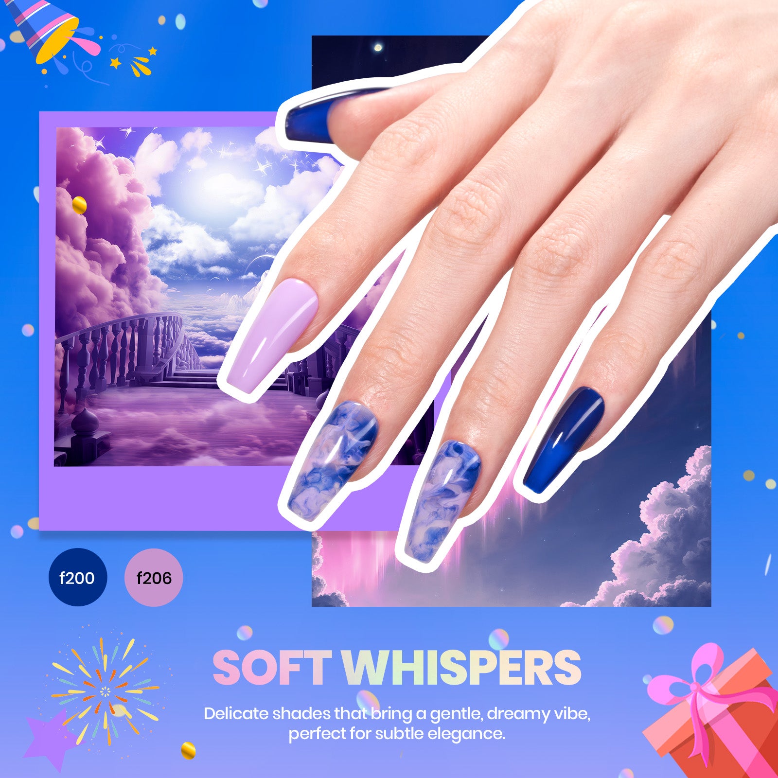 Beetles Stay Shining Colorful Dreamscape HEMA-FREE TPO FREE Gel Nail Kit with UV Light, DIY Salon-Quality at Home