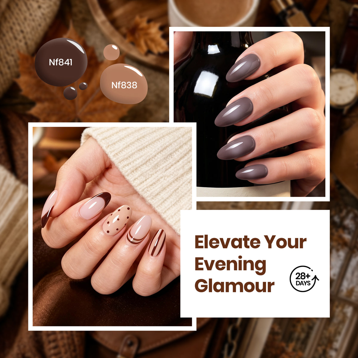Beetles Chestnut Aura 6 Colors  Nude Brown Gel Polish Set HEMA-FREE & TPO-FREE Fall Winter Nails 15ML Each