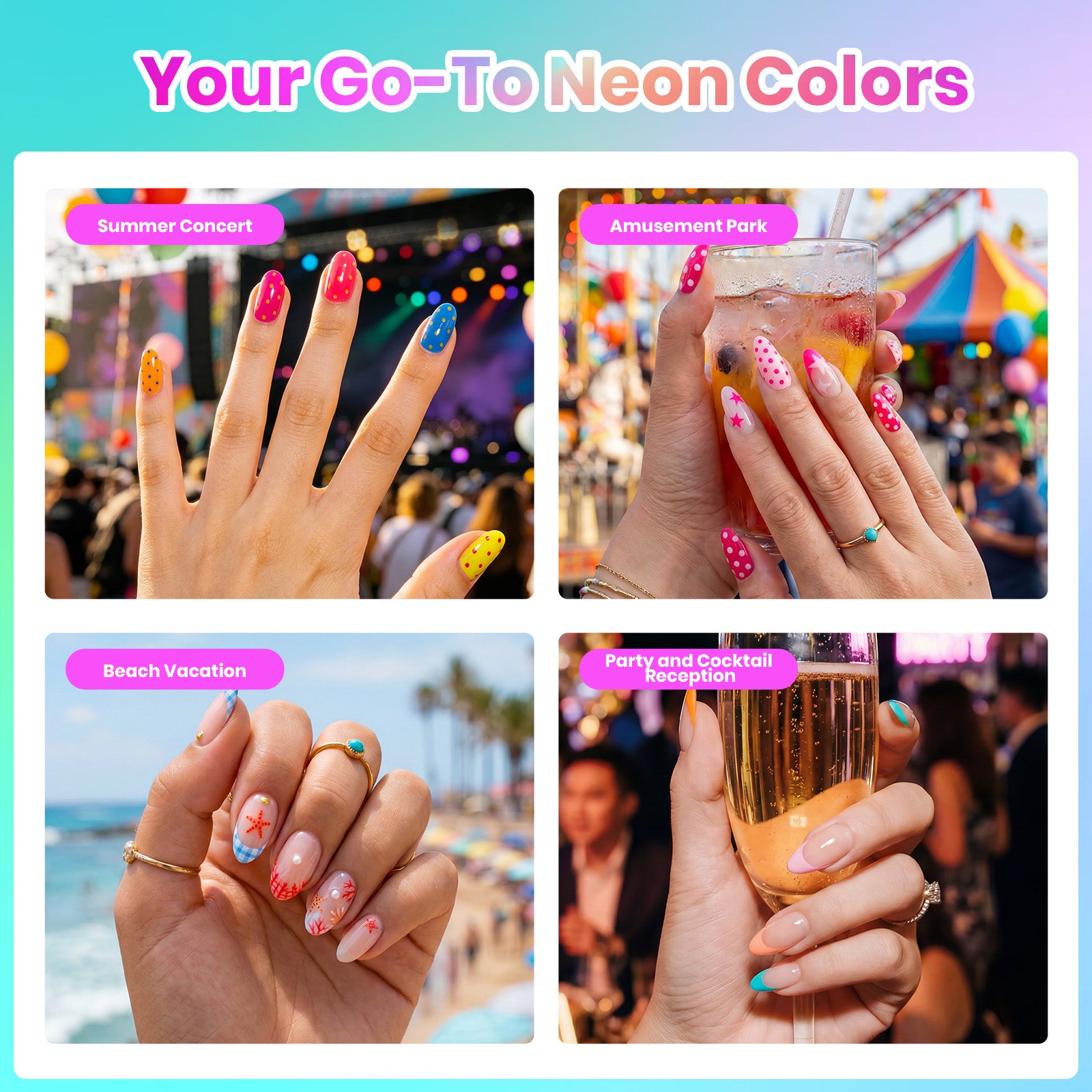 Neon Summer Gel - 25 Gel Colors Set Summer Rainbow Nails