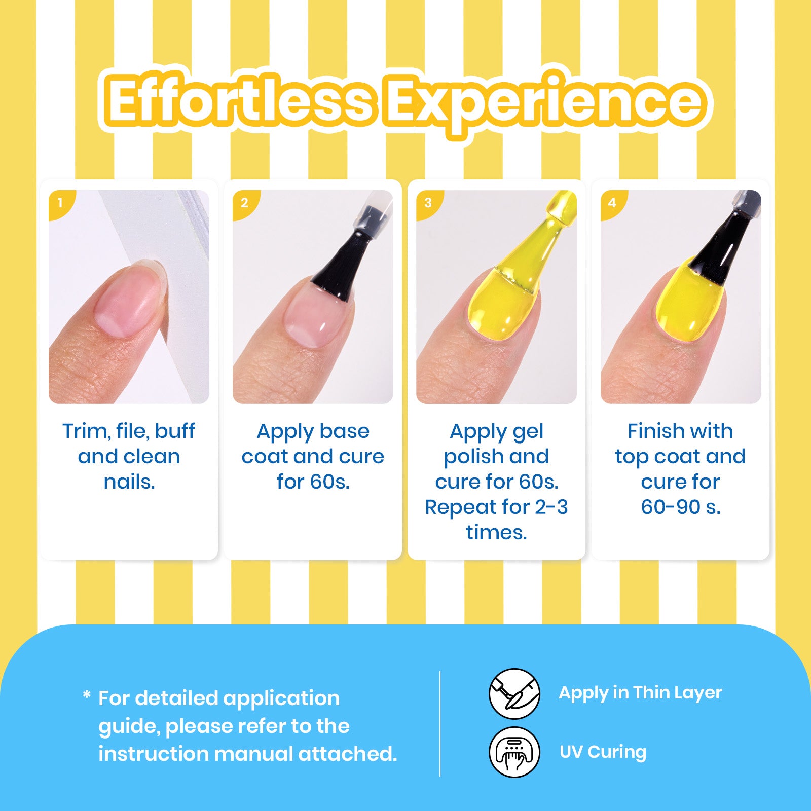 Beetles Summer Voyage - Lemon Stripe Summer Neon Nails 9ml