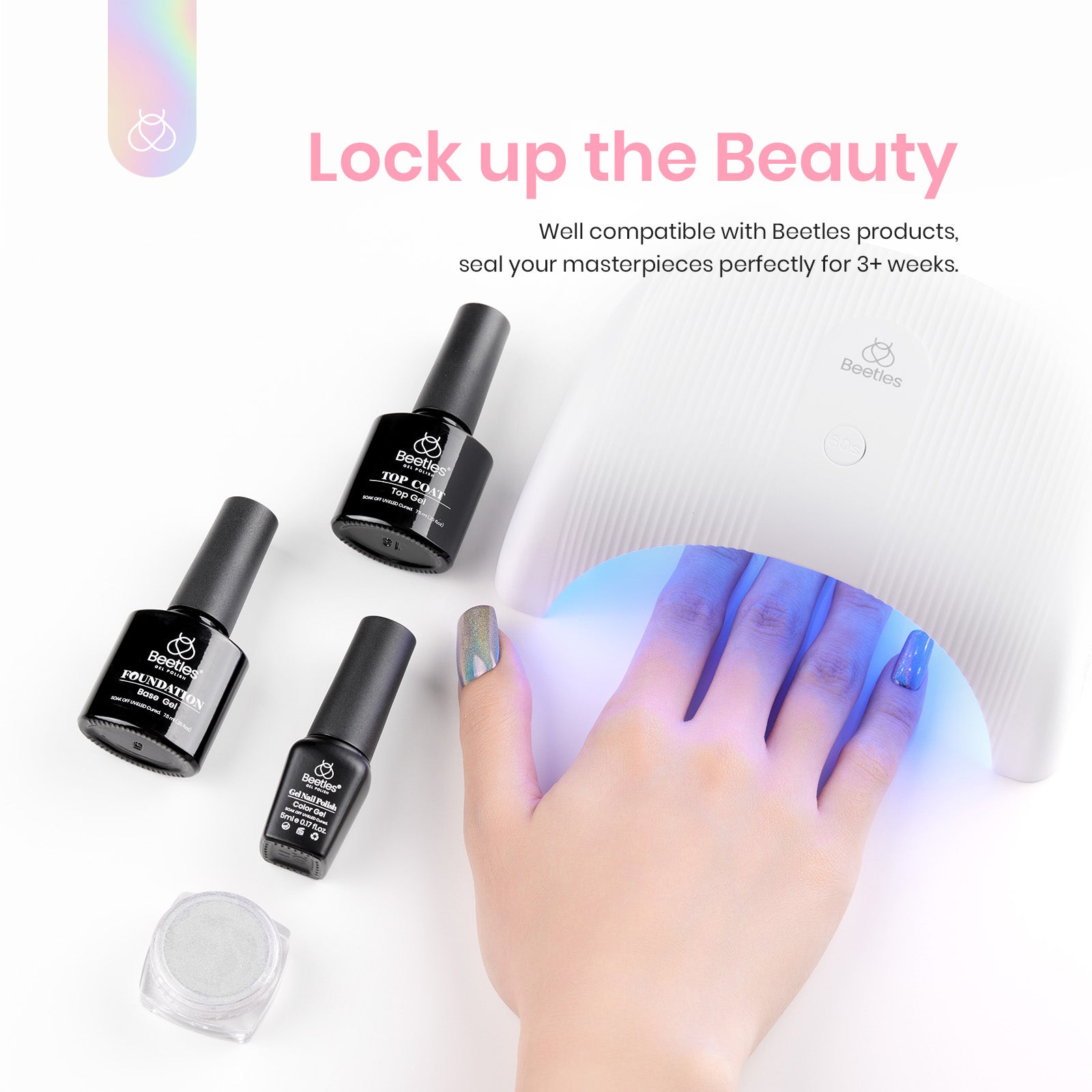 Beetles Stay Shining Holographic Effect Chrome Nail Powder Set