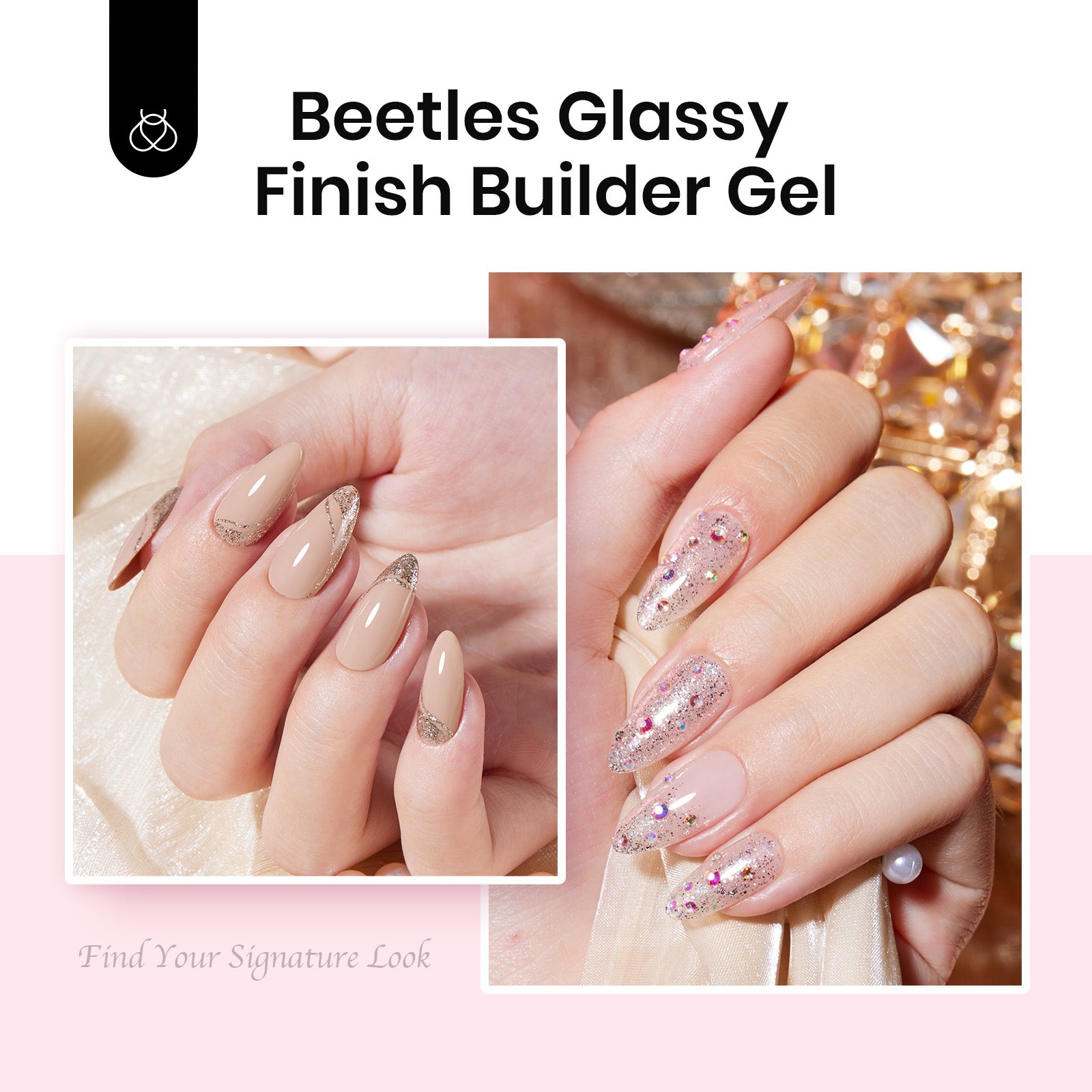 Beetles Low Heat Hard Gel for Nails, 1 oz 9 in 1 Clear Builder Nail Gel Sculpted Gel for Nails Extension & Repair for Women Manicurist