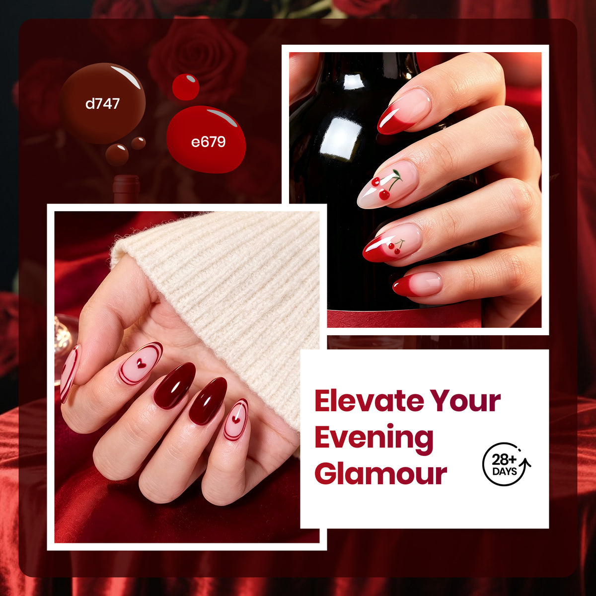 Beetles Burgundy Night  6 Red Wine Colors Gel Nail Polish Set 15ML HEMA-Free and TPO-Free
