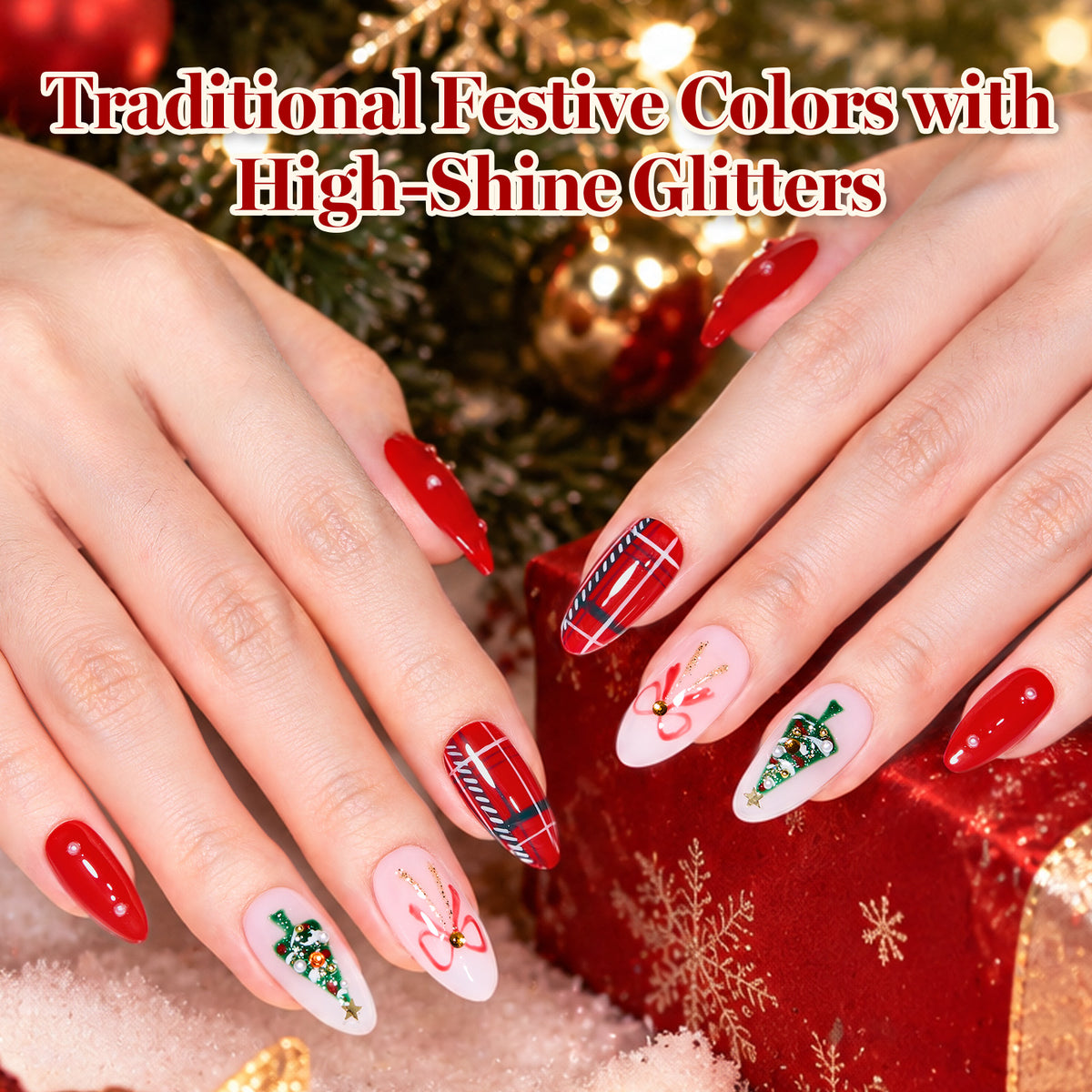Beetles Holiday-Harmony 6 Colors Christmas Nails HEMA Free TPO Free Glitter Gel Nail Polish Set