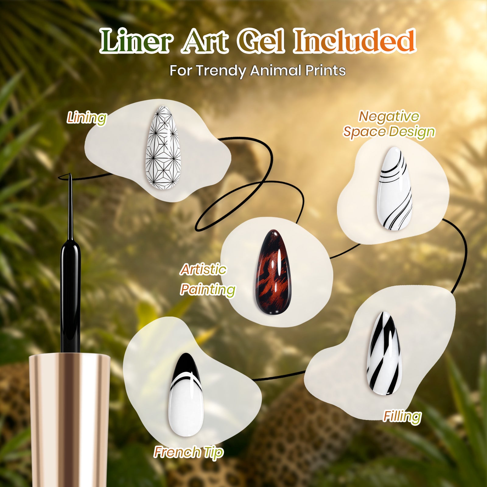 Beetles Fall Nails - Wildwood Leopard Cat Eye 6 Colors Gel Polish Set 9ml Each