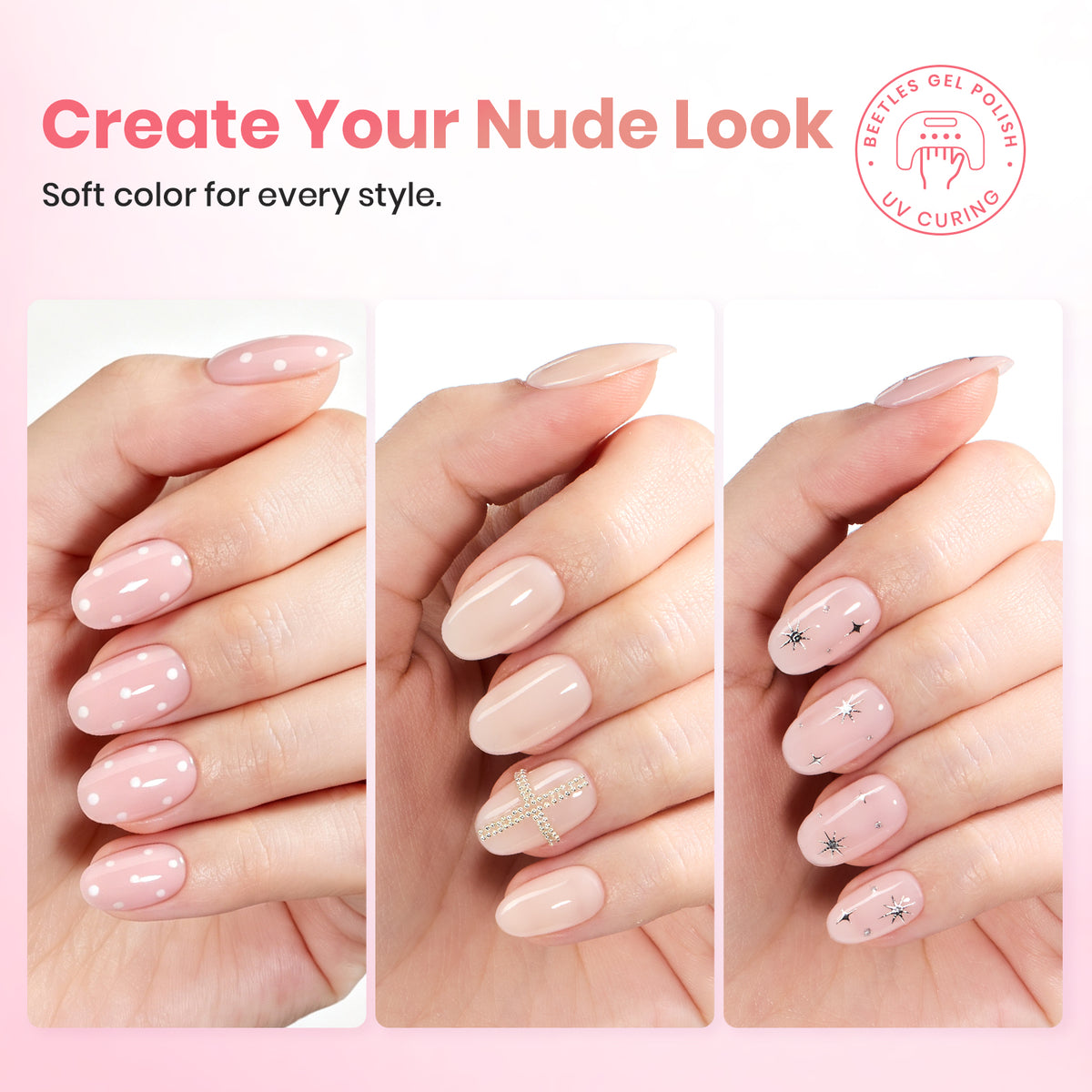 Beetles 6 Colors Rubber Base Gel Nail Polish Nude Moment Gel Polish Set Hema Free & TPO Free