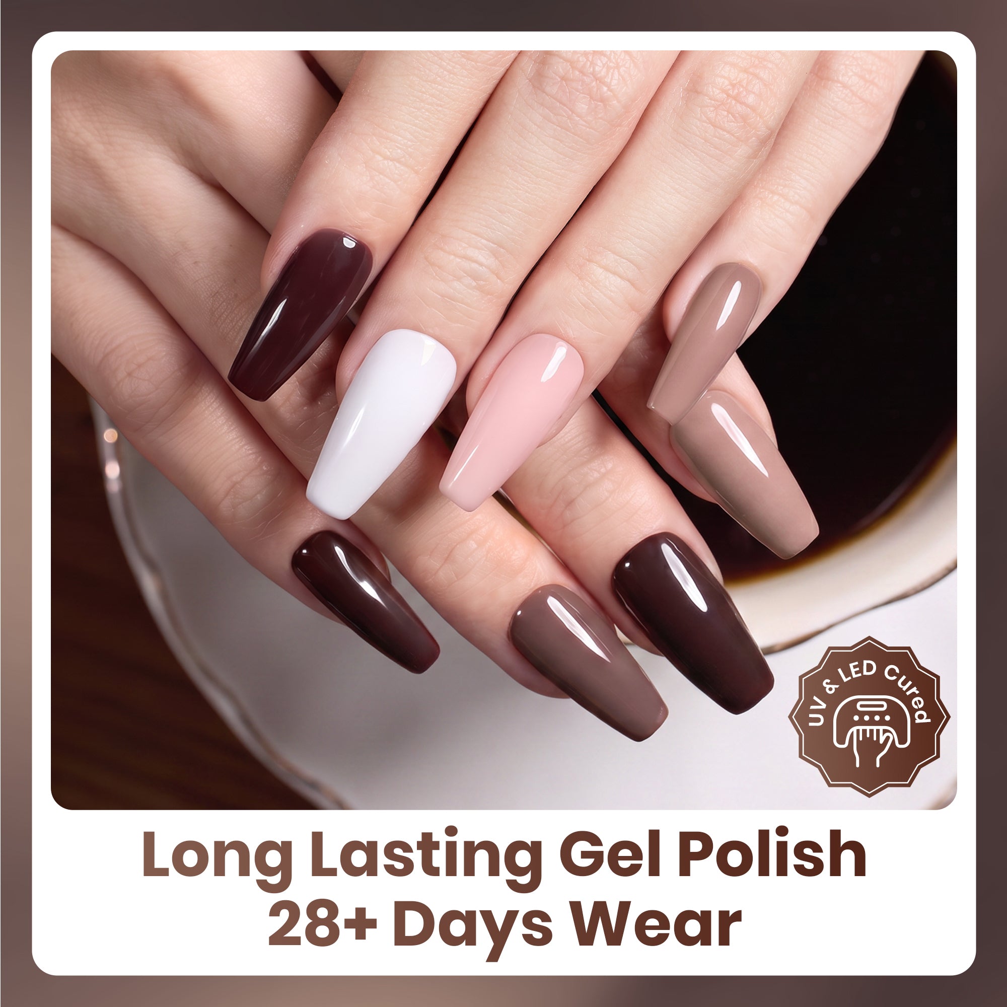 Beetles Caramel Cappuccino Neutral Brown HEMA-FREE & TPO-FREE 6 Colors Gel Polish Set