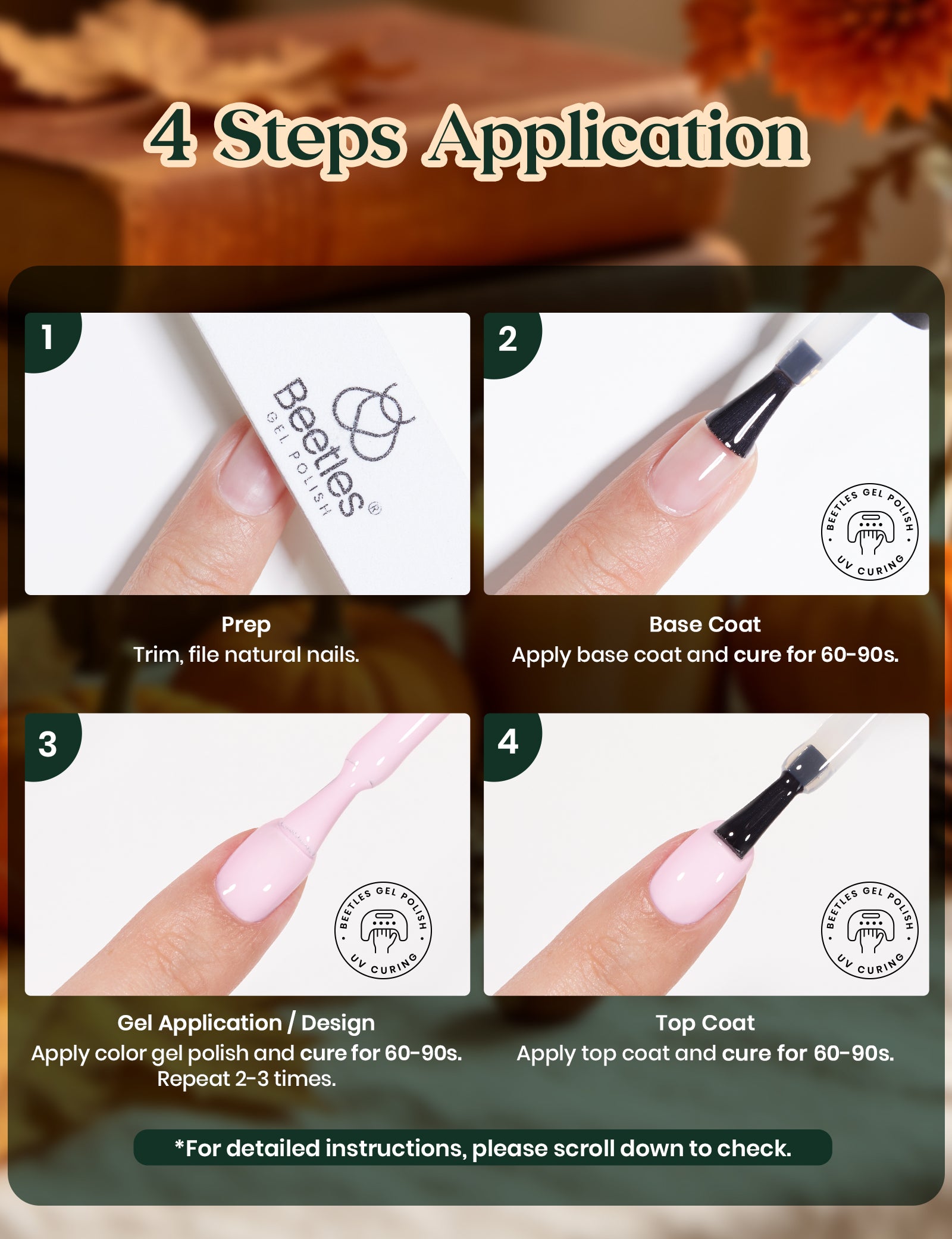 Beetles Gel Nail Starter Kit Harvest Grove 35 Colors Gel Fall Nails HEMA Free & TPO Free All-in-One Mani Kit