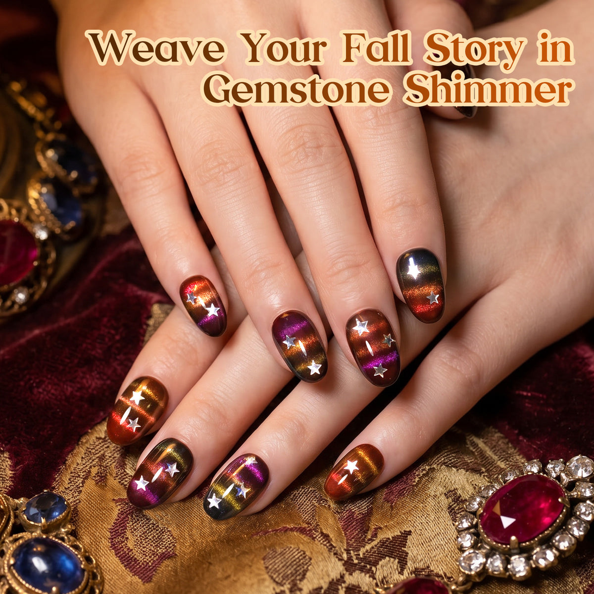 Beetles Vintage Jewel Halloween 6 Colors Cat Eye Gel Polish Set Fall Nails