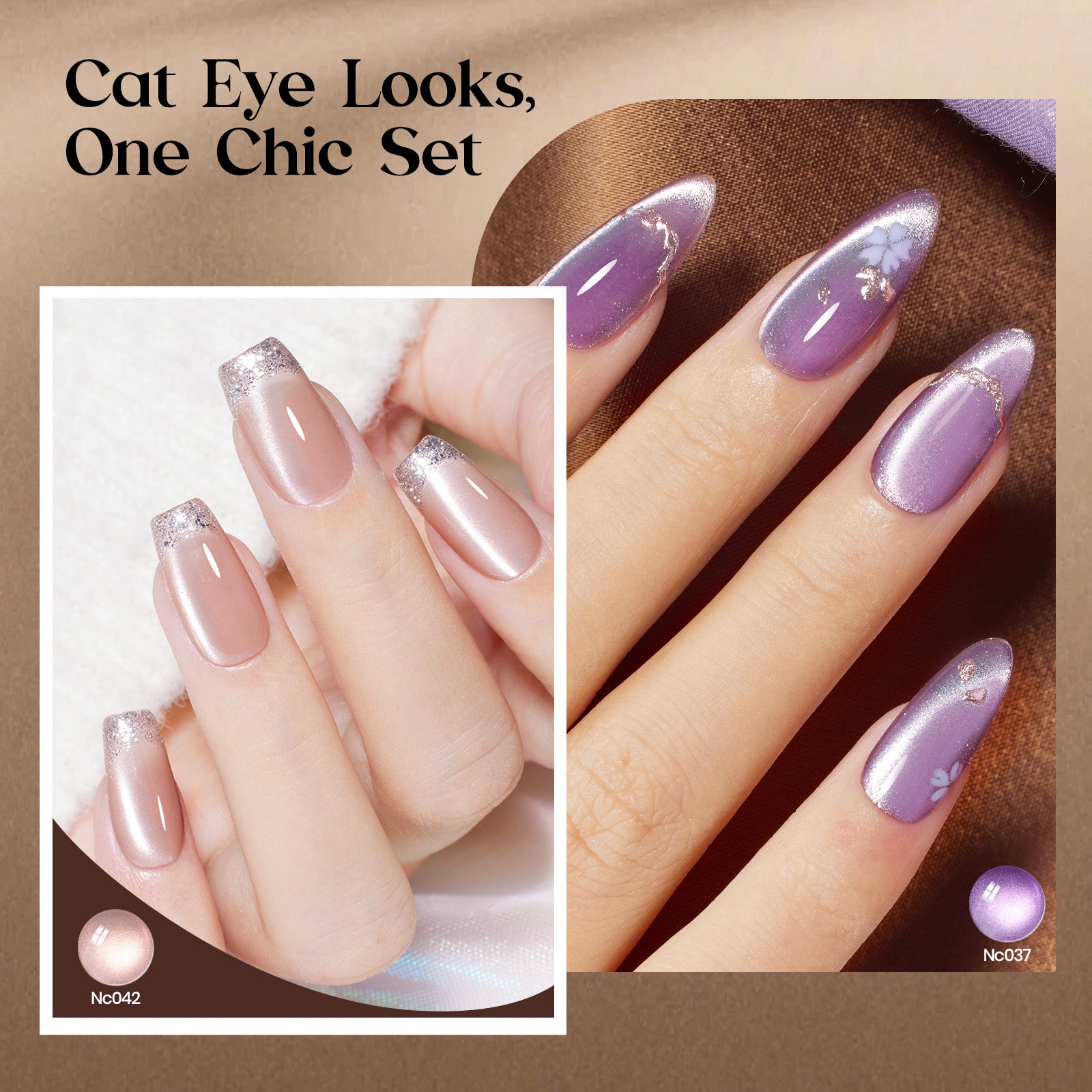 Beetles Cat Eye Glint Gel Nail Polish BOX - 15ML 10 Colors Magnetic Gel Polish Kit