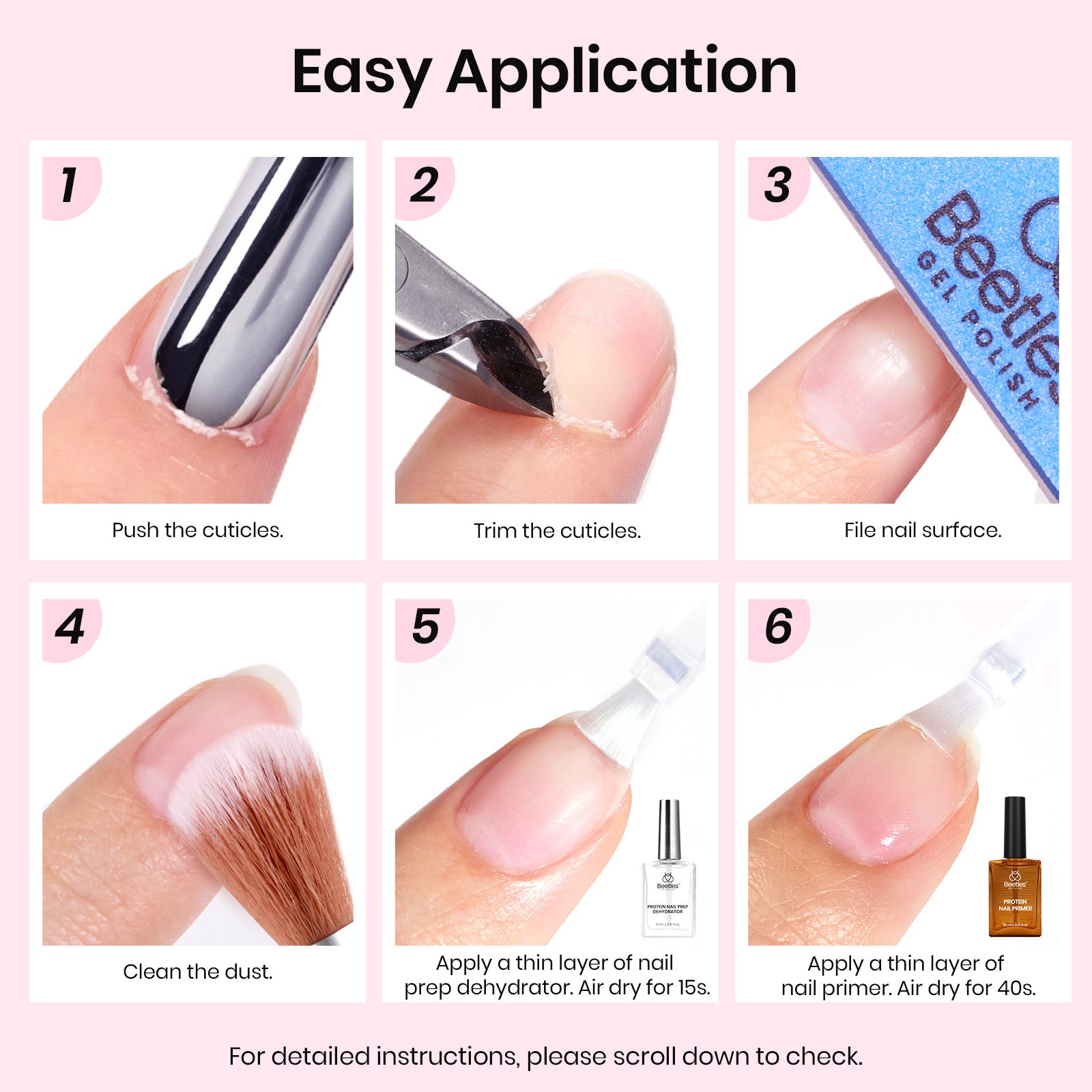 Beetles Stay Shining Protein Nail Prep Dehydrator and Primer HEMA Free & TPO Free 2Pcs Set 15ml