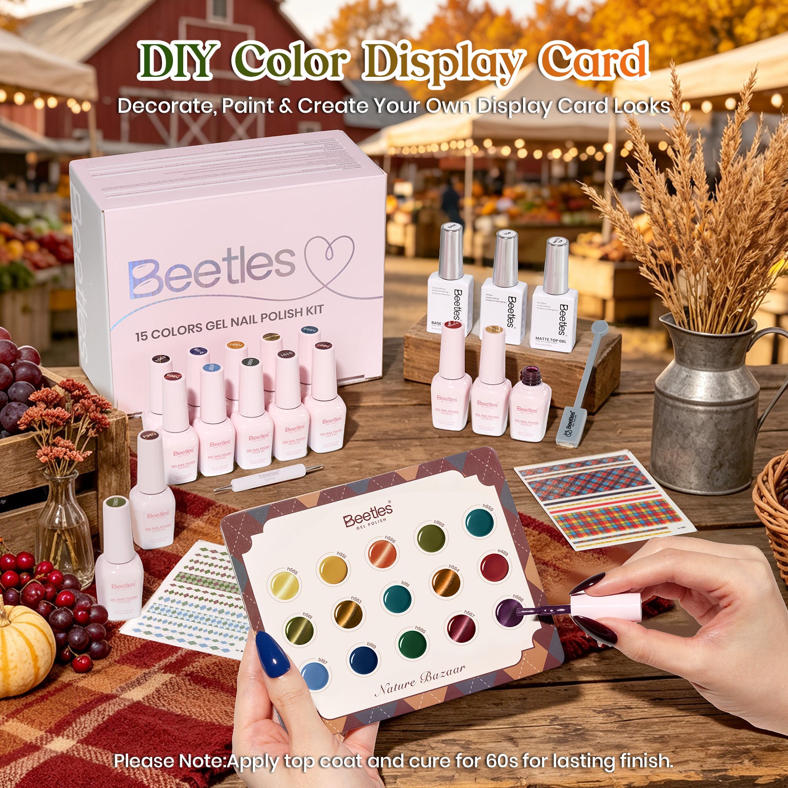 Beetles Nature Bazaar 15 Colors Cat Eye Gel Polish Set Fall Nails 7.5ml/Each