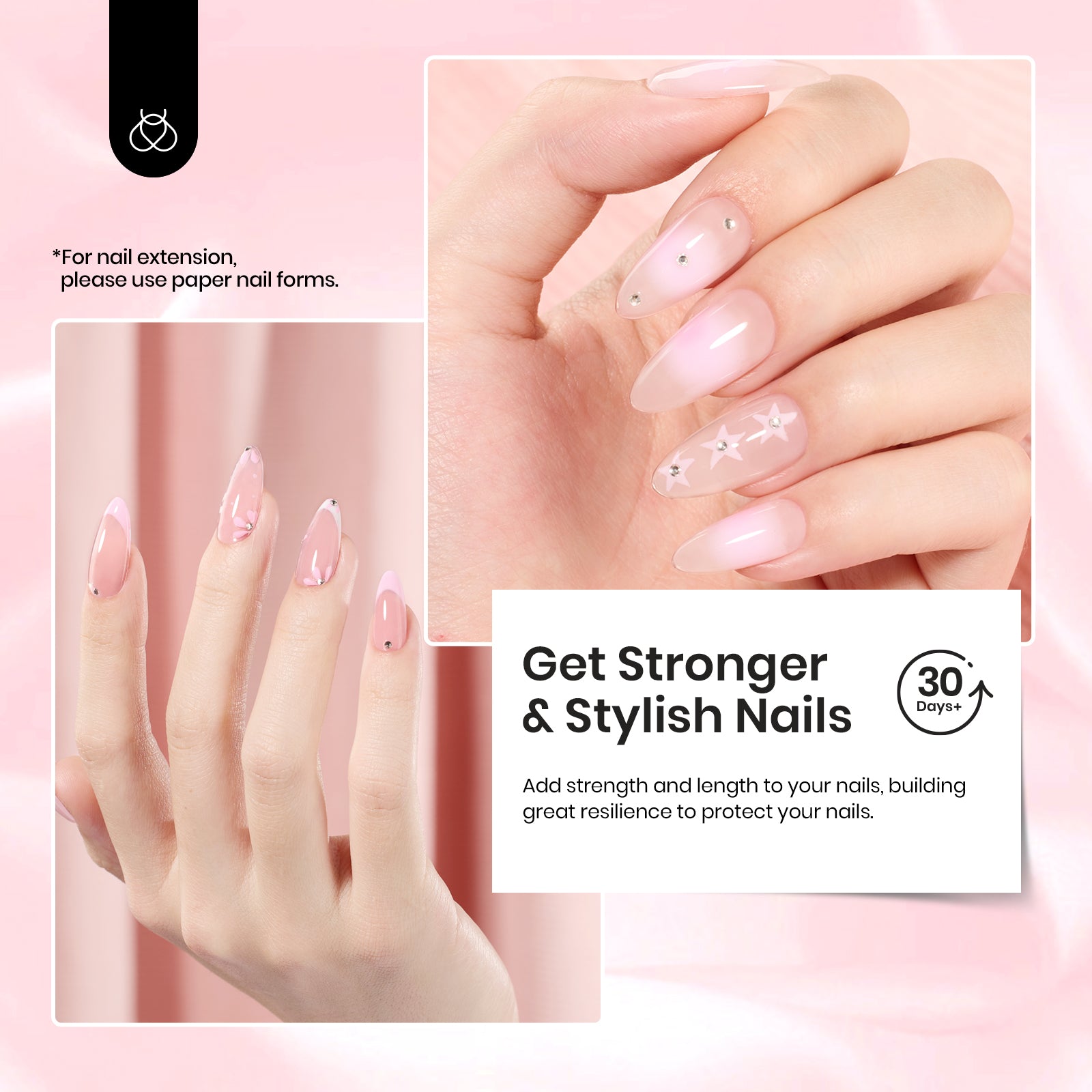 Beetles Hema Free Builder Gel Nail Kit 7-in-1 Jelly Nude Glitter Pink Builder Gel for Nails Strengthening & Extensions with Base & Top Coat Beginner-Friendly Beauty Gift Sets for Women