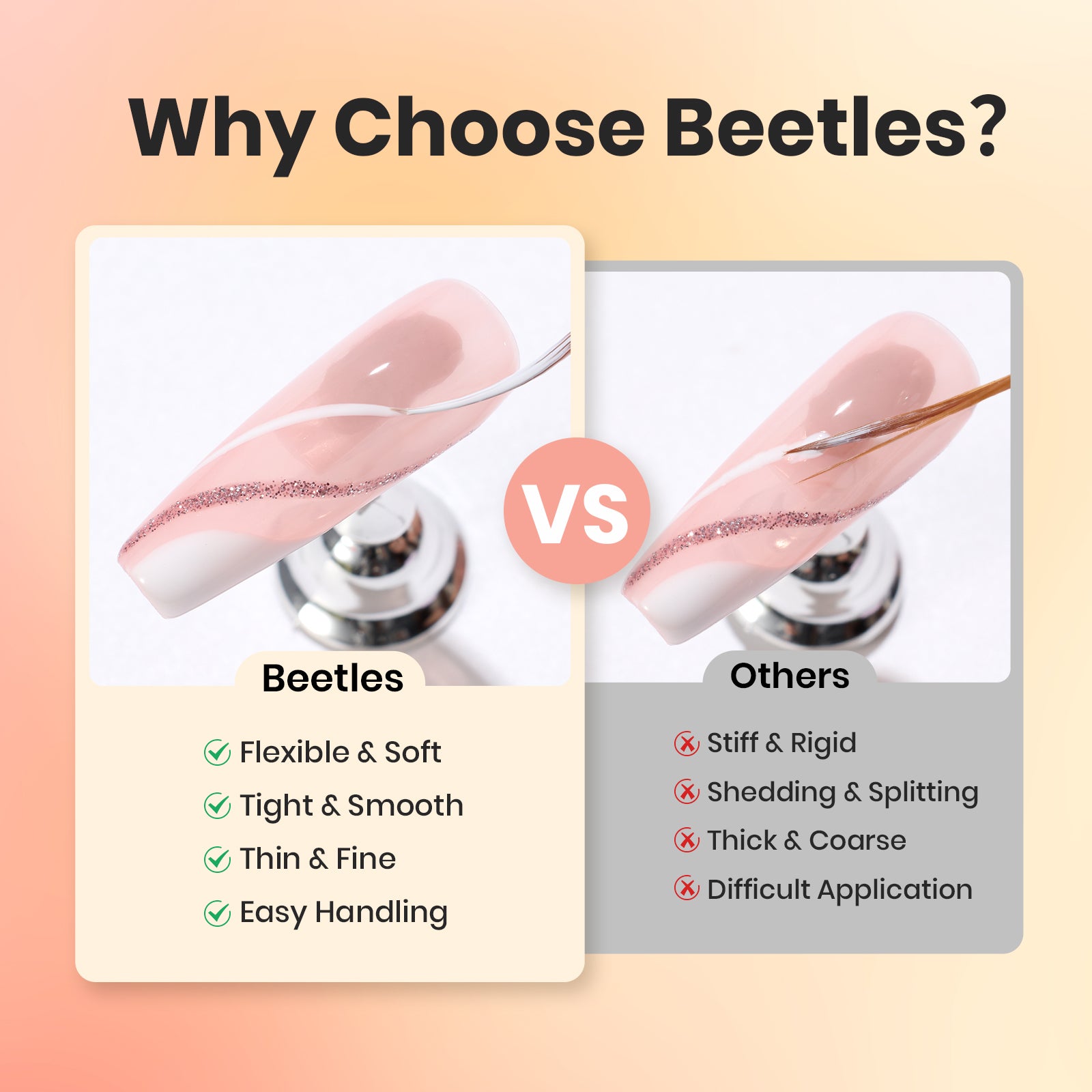 Beetles Stay Shining 5Pcs Nail Art Liner Brushes