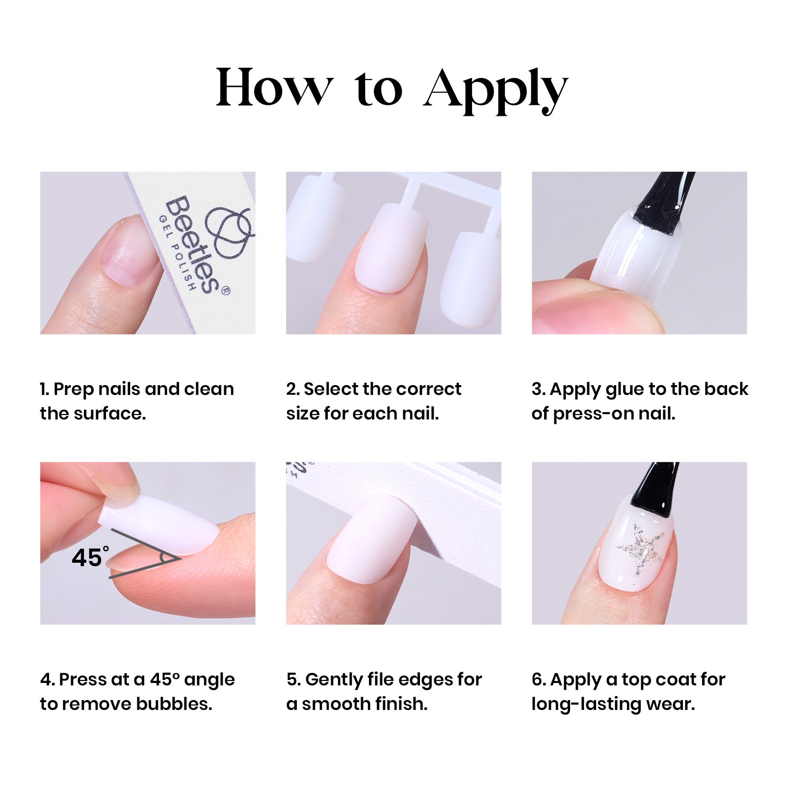 Beetles Stay Shining Milky White Press on Nails Short Almond