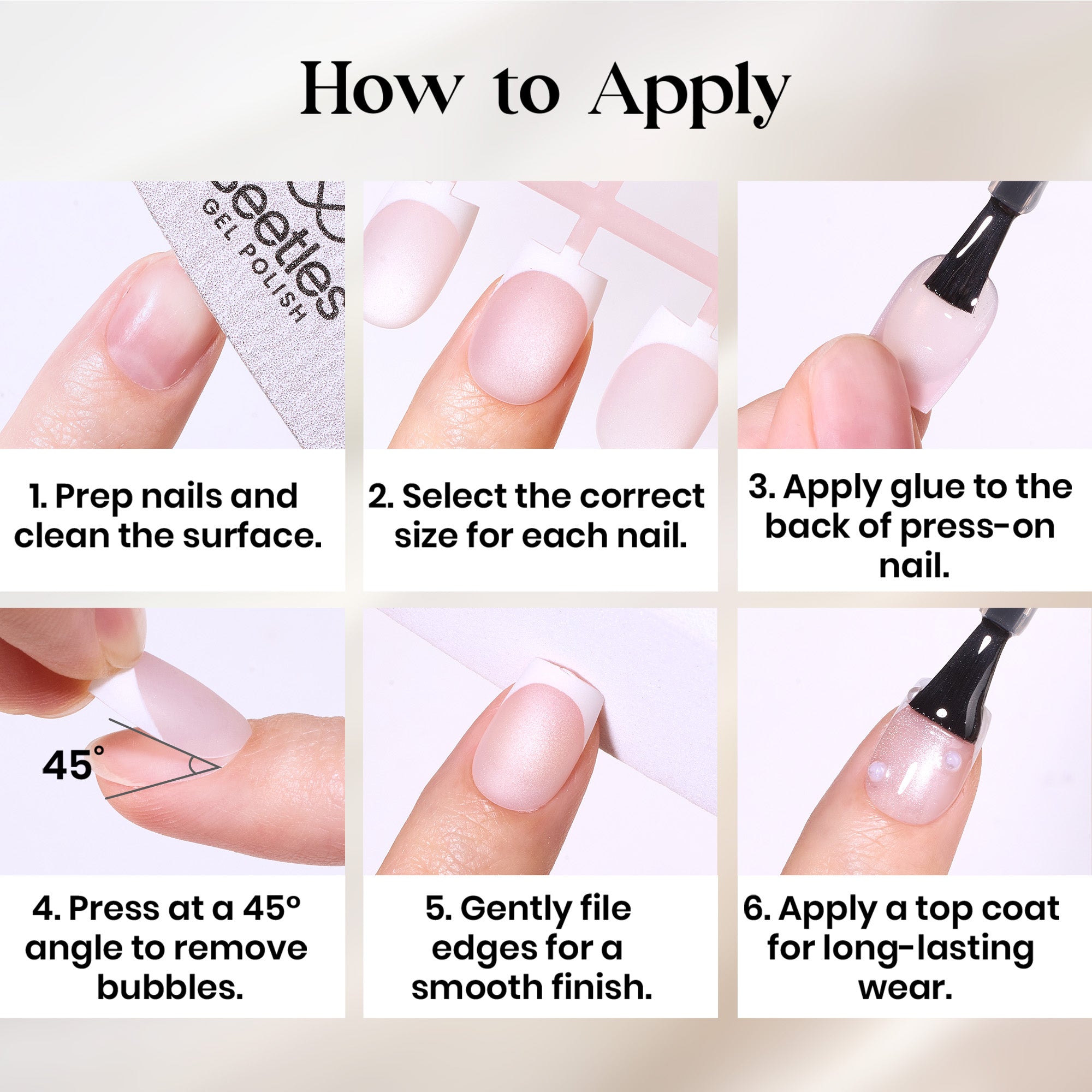 Beetles Stay Shining Glassy Blush French Press On Nails Medium Almond 160 PCS