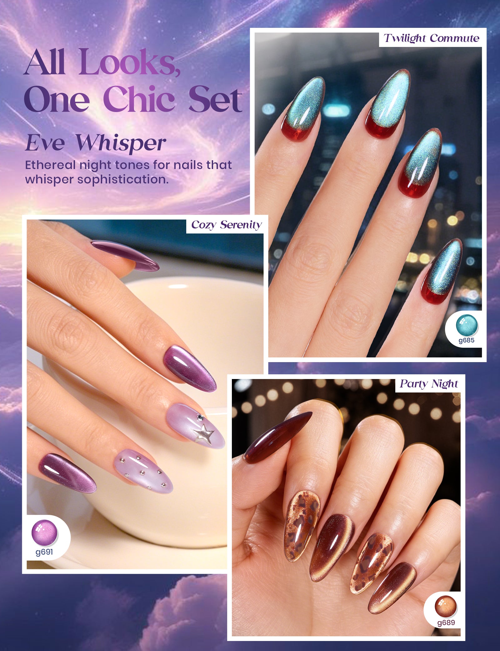 Beetles Sky Symphony Cat Eye 20 Colors Gel Nail Polish Kit 15ml Each