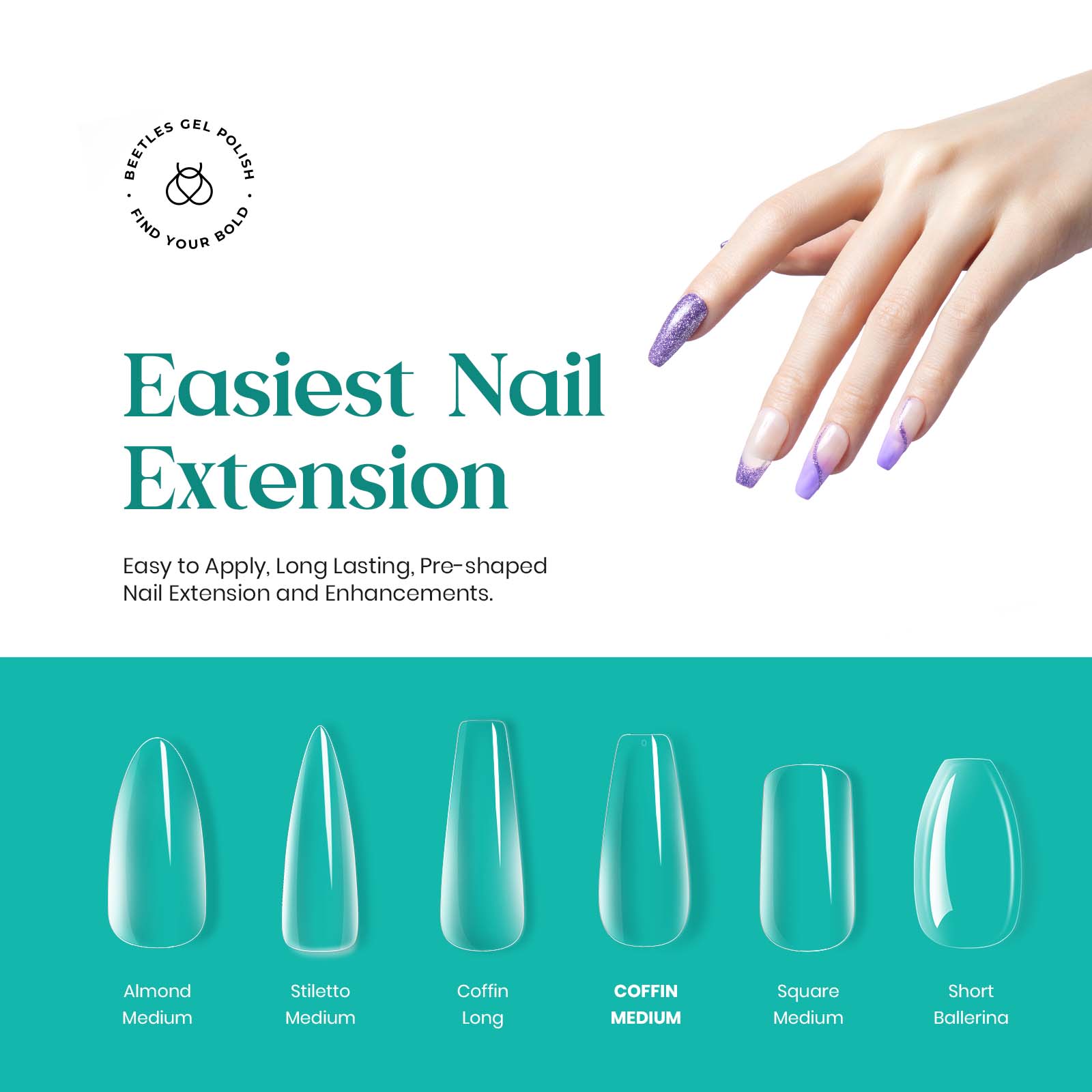 Medium Coffin Pre-shaped Nail Gelly Tips-500pcs #062