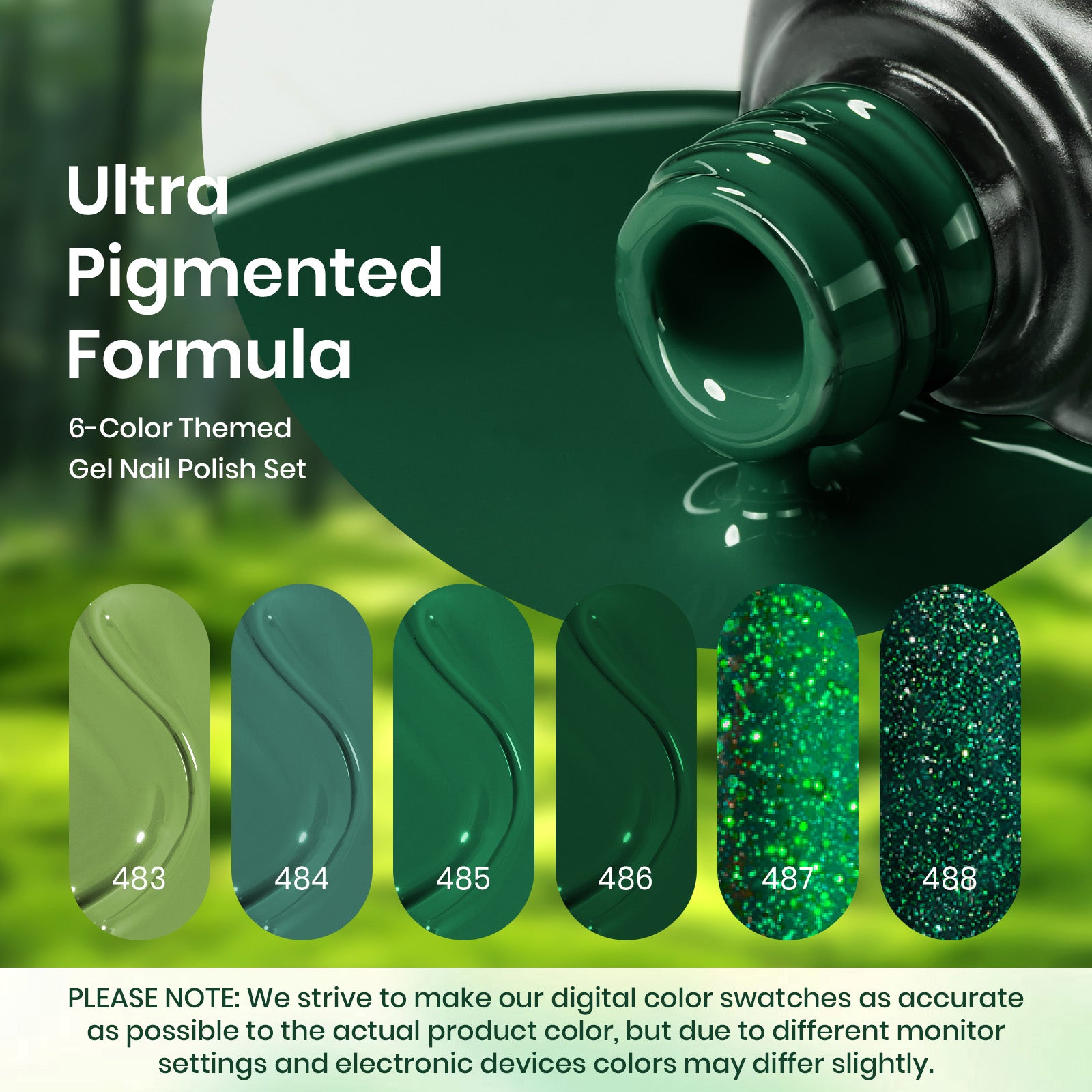 Avocados in Emerald Canopy | 6 Colors Gel Polish Set