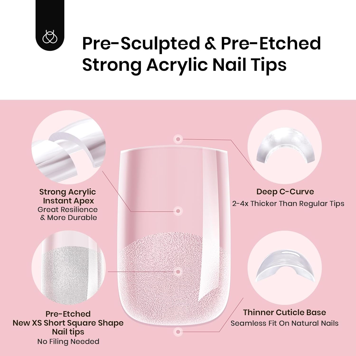 Beetles Short Square Tipex Nail Tips|192pcs