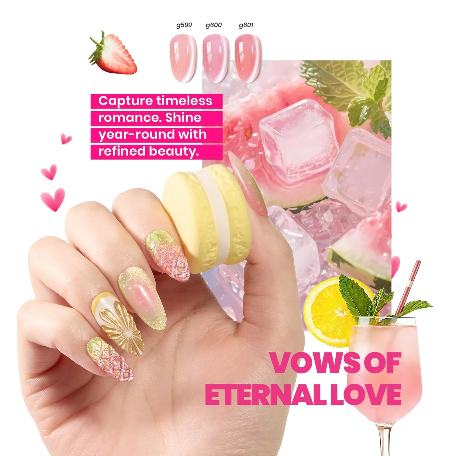 Beetles Bubbly Mixology Cat Eye Gel Nail Polish Set - 8 Colors Pastel Spring Shimmer Glitter Gel Polish Kit Pink Blue Orange Green Yellow Purple Velvet Gel Soak Off UV DIY Manicure Gift for Women