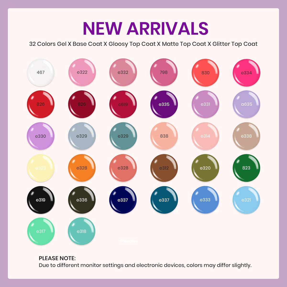 Versetile Color Palette - 36 Gel Colors Set with Top and Base Coat (5m ...