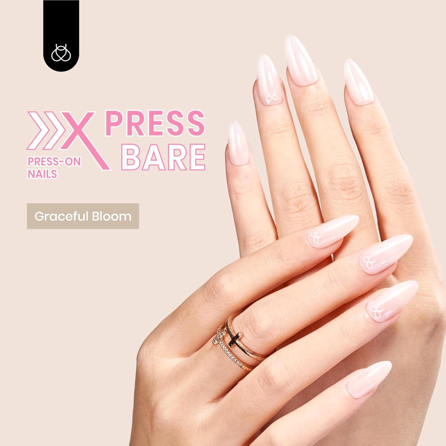 Beetles Press on Nails | Medium Almond 15 Sizes-30Pcs