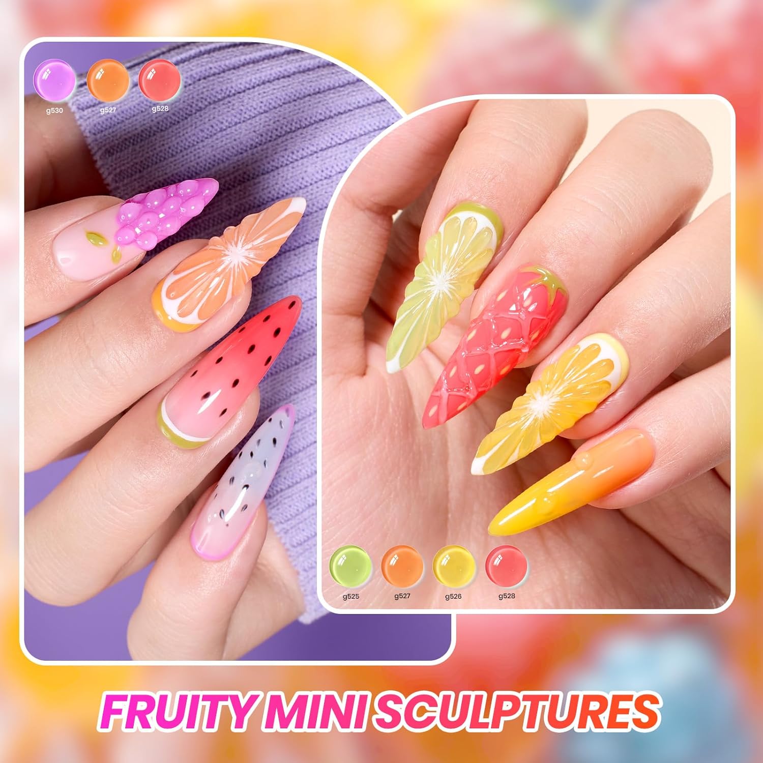 Beetles Candy Spritz Jelly Gel Nail Polish Set - 6 Colors Pastel Spring Gel Nail Kit Red Purple Blue Green Yellow Orange Sheer Translucent Effect Soak Off UV Nail Art Gift Manicure for Women