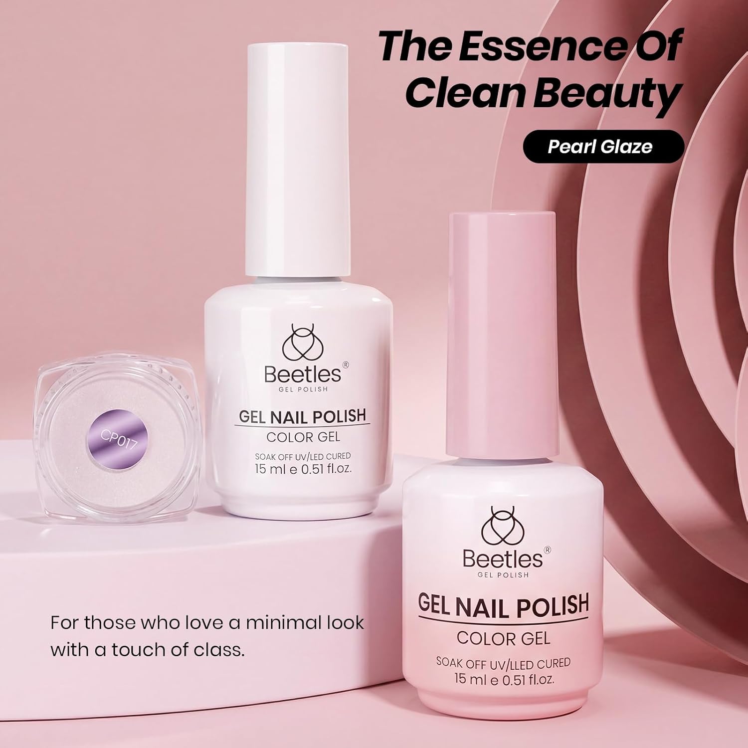 Beetles French Tip Gel Set - Pearl Glaze White Nude Pink Upgraded Gel Nail Kit Soak Off UV LED with 4 Styles Bubble French&Chrome Powder Nail Art Sticker DIY Home Salon Spring Gift for Women