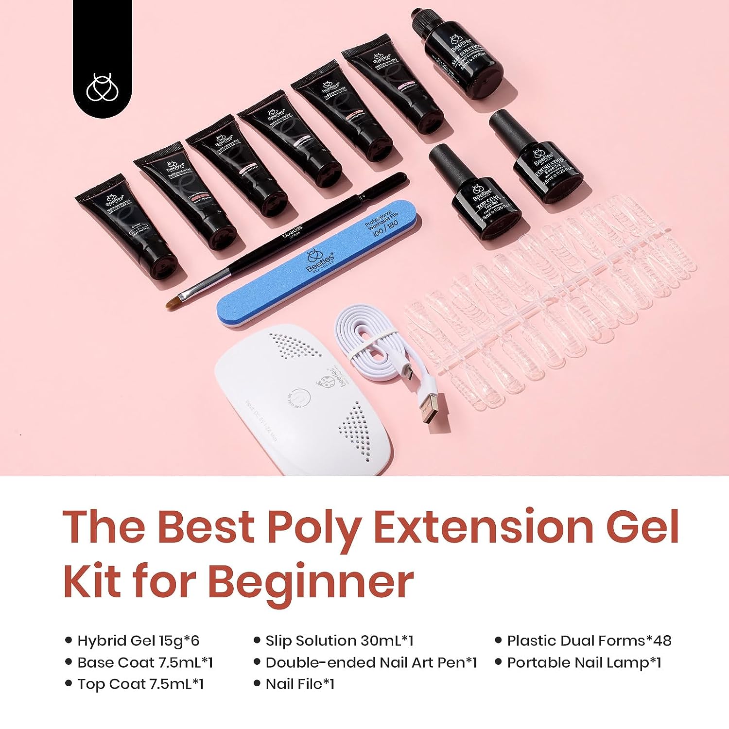 Gentle Treatment - 6 Colors Poly Nail Extension Gel 15g with Uv Light Starter Kit