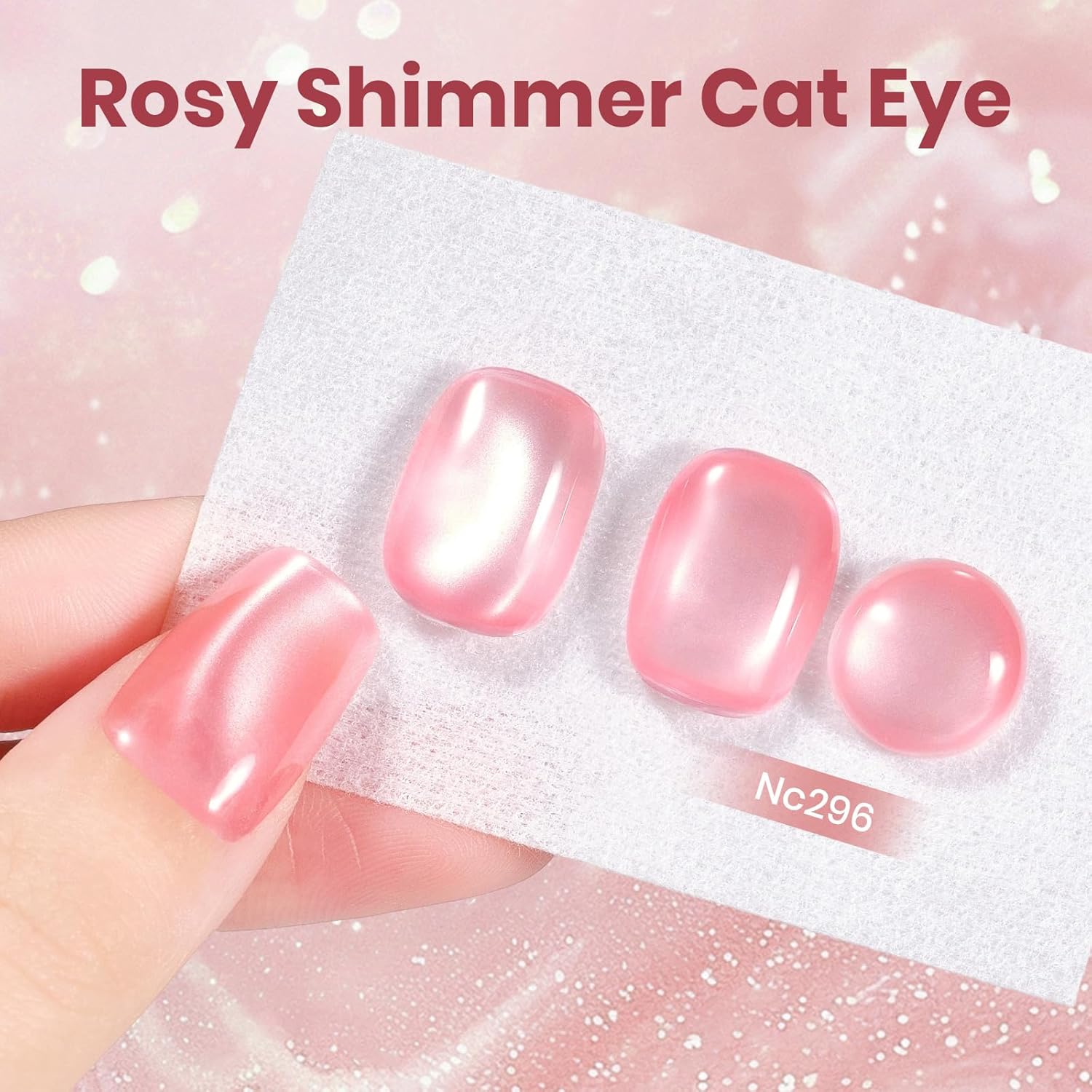 Beetles Rosy Shimmer Pink Cat Eye Gel Nail Polish - 15ML Glass Pink Glitter Cat Eye Gel Polish Magnetic Shimmer Effect Soak Off UV Summer Nails Nail Art Design