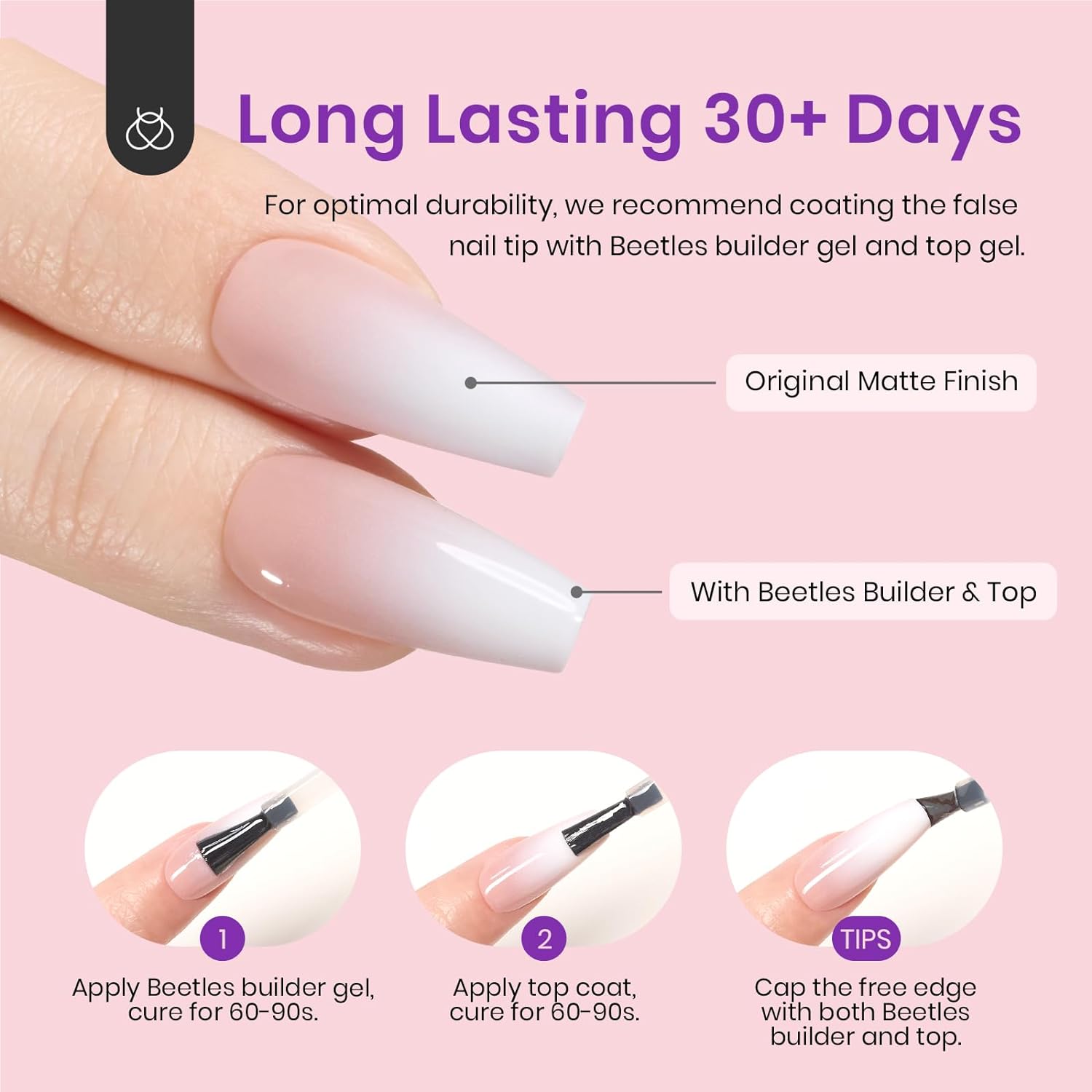 Medium Coffin Pre-French Tip Press on Nails in 150PCS 15 Sizes#006