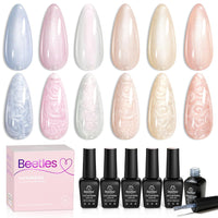 Glitter Silk | 6 Colors Pearl Shell Gel Polish Set Valentines Nails