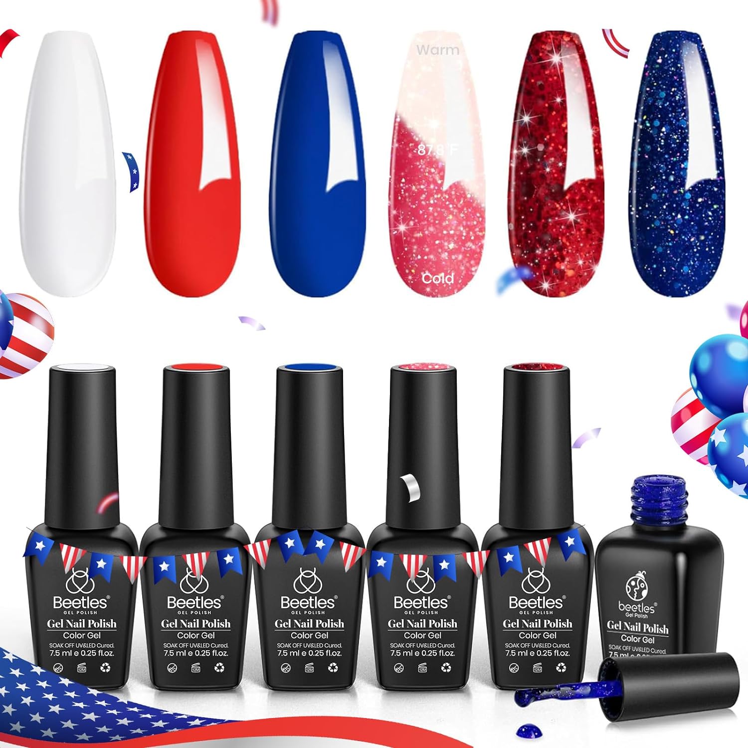 Red Blue White | 6 Colors Gel Polish Set