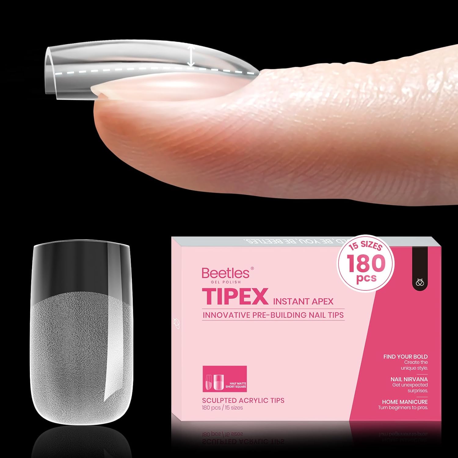 Beetles Short Coffin Tipex Nail Tips|180pcs