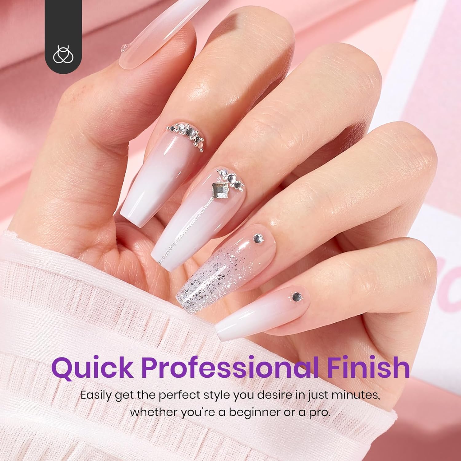 Medium Coffin Pre-French Tip Press on Nails in 150PCS 15 Sizes#006