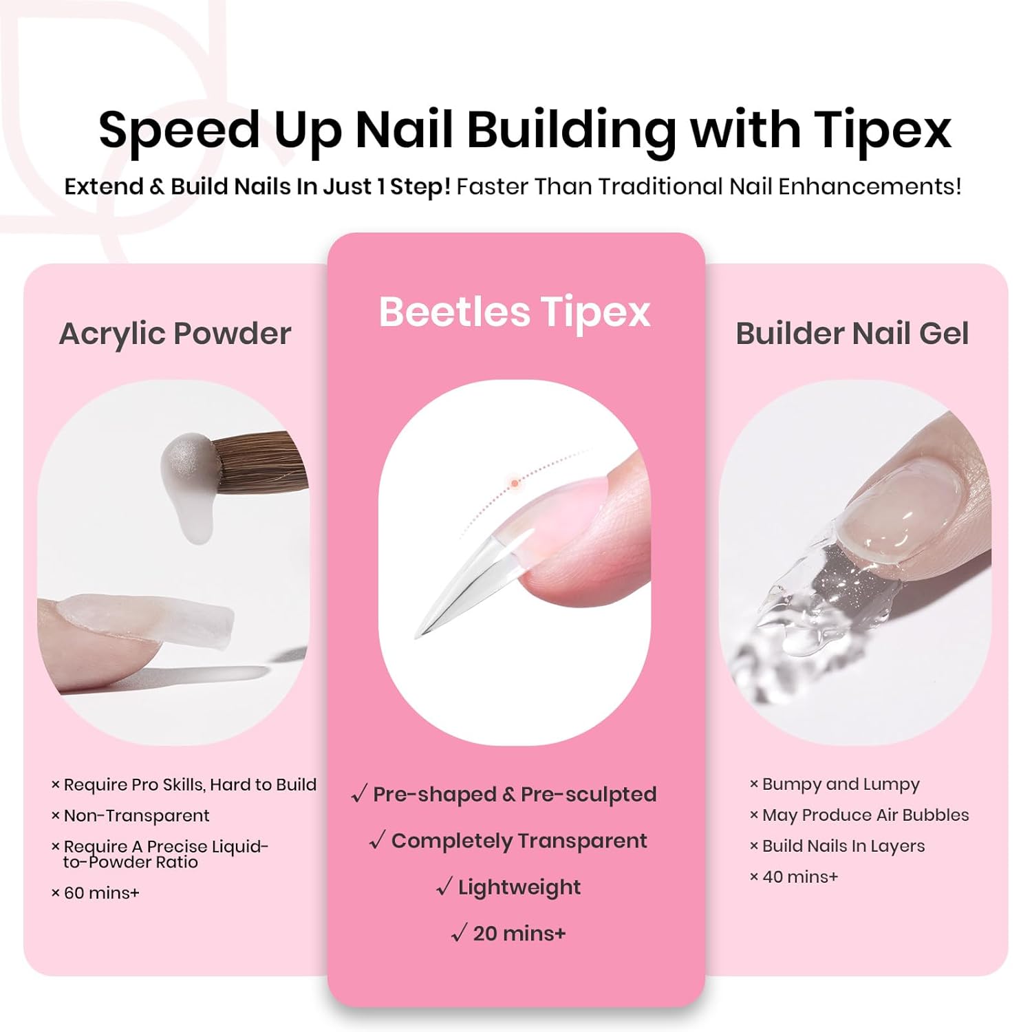 Tipex Medium Stiletto Half Matte Nail Tips Kit | 224pcs