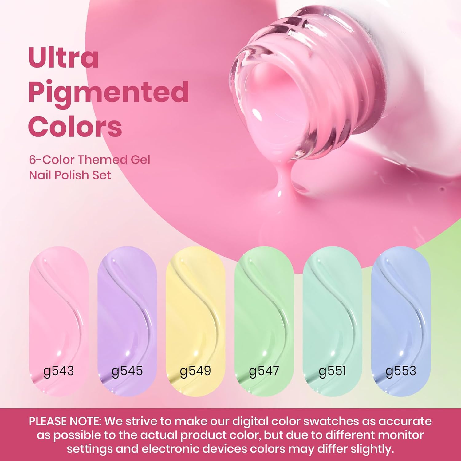 Beetles Nectar Jelly Gel Nail Polish Set - 6 Colors 15ML Summer Nails Pastel Gel Polish Kit Mint Green Yellow Sheer Translucent Effect Soak Off UV Nail Art Manicure Gift for Women