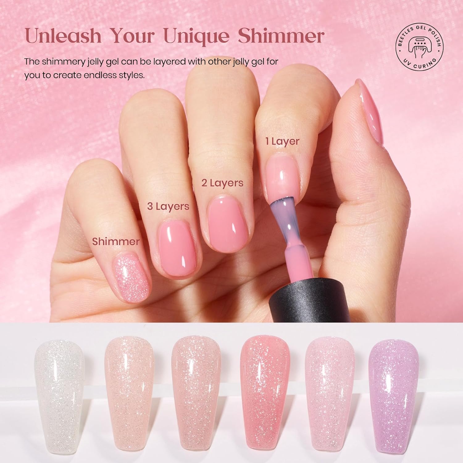 Nude Paradise-20 Gel Colors Nails Set with Top and Base Coat (5ml