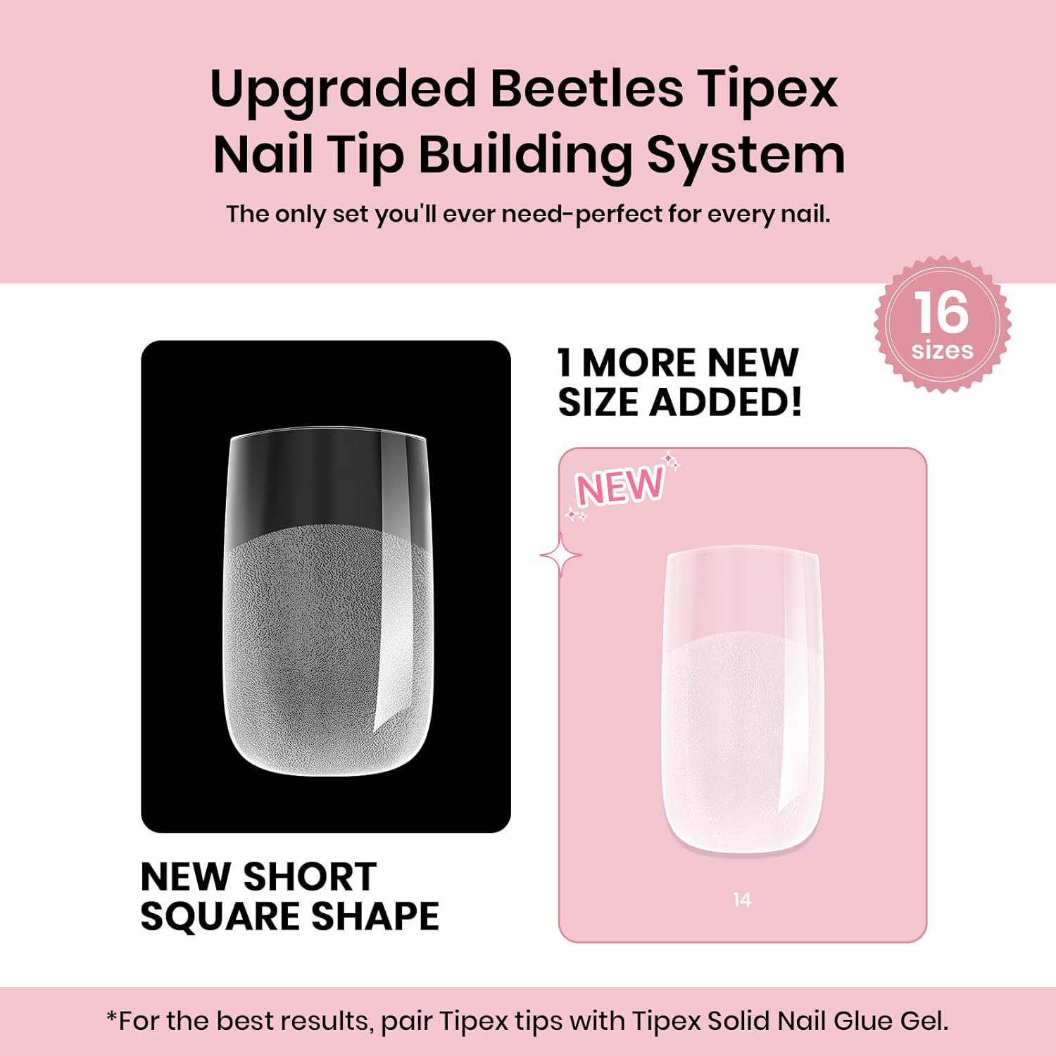 Beetles Short Square Tipex Nail Tips|512pcs