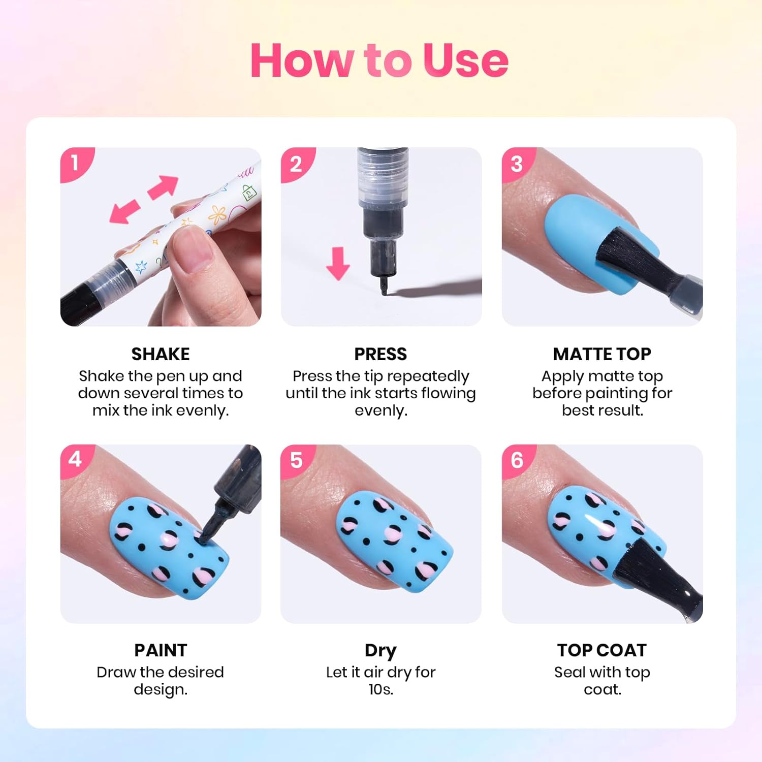 Beetles 12 Colors Nail Art Pens, 0.5mm Fine Line Quick Air Drying Acrylic Paint Markers