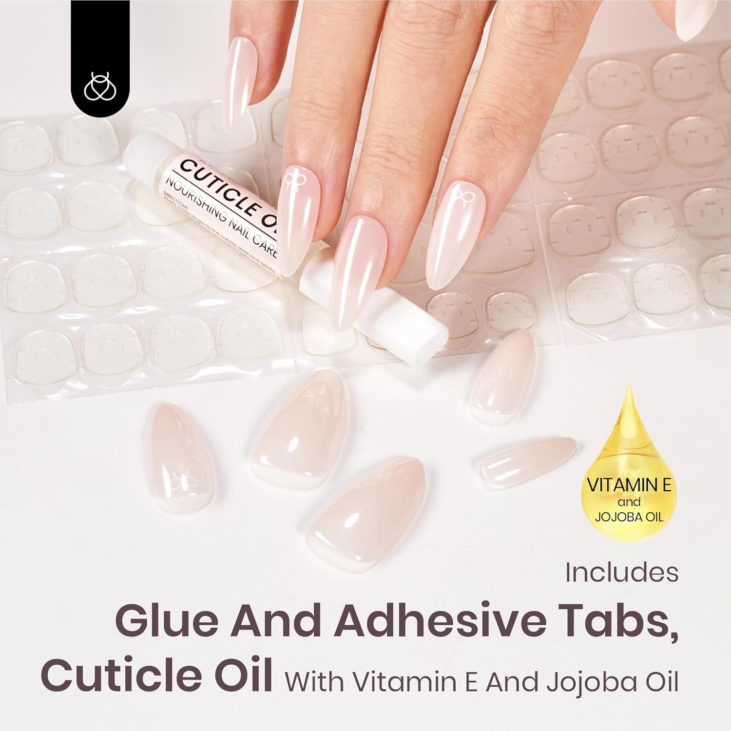 Beetles Press on Nails | Medium Almond 15 Sizes-30Pcs