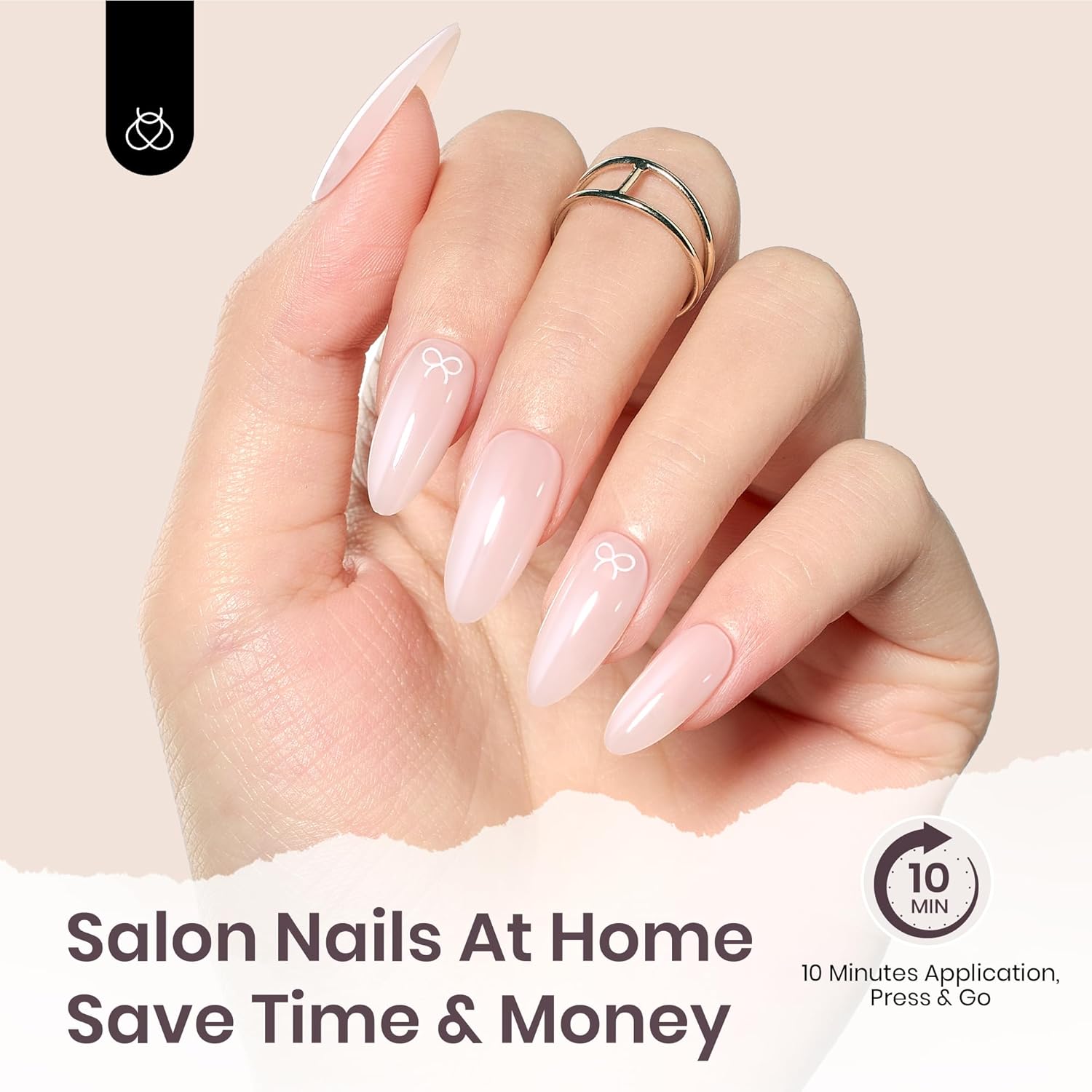 Beetles Press on Nails | Medium Almond 15 Sizes-30Pcs