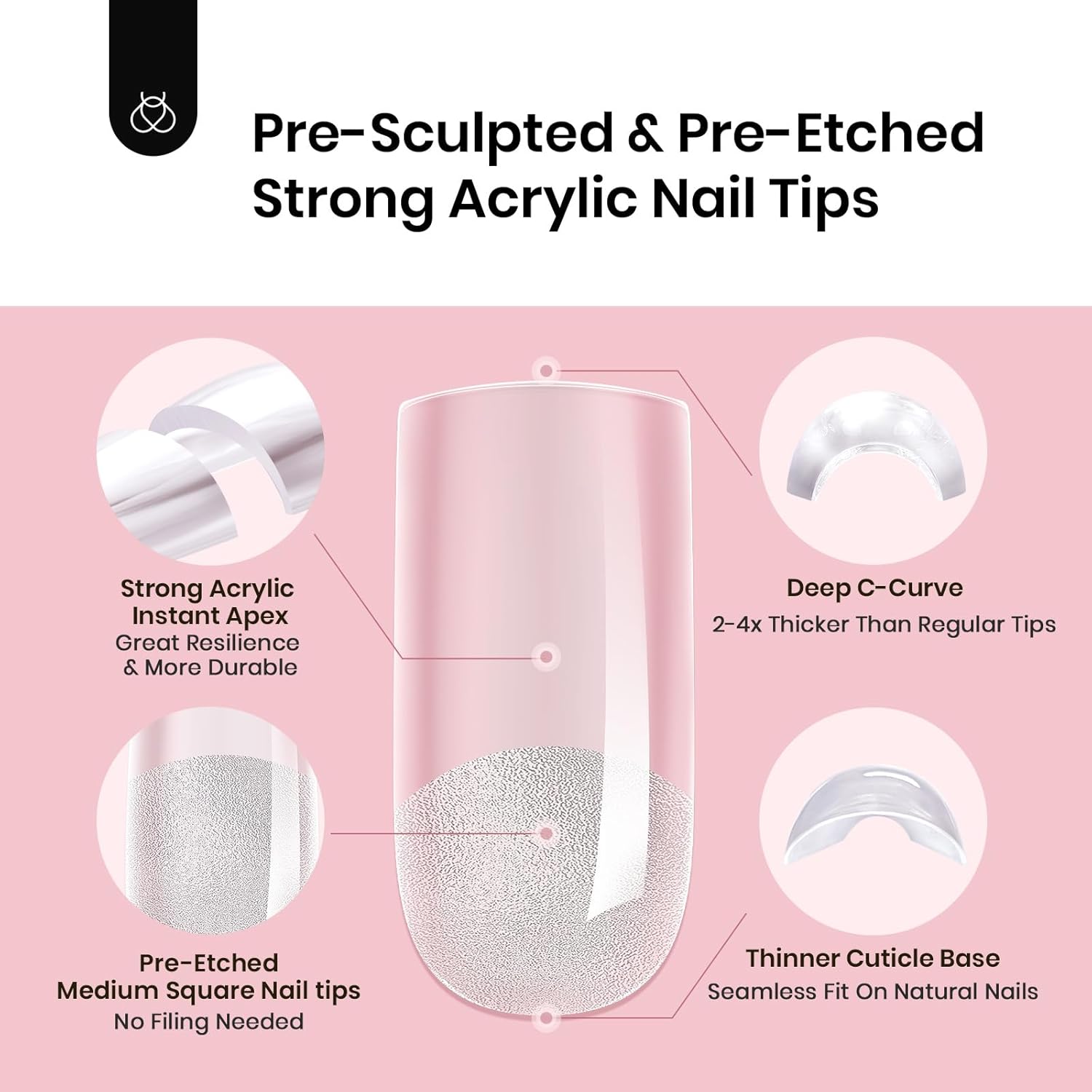 Tipex Medium Square Half Matte Nail Tips Kit | 224pcs