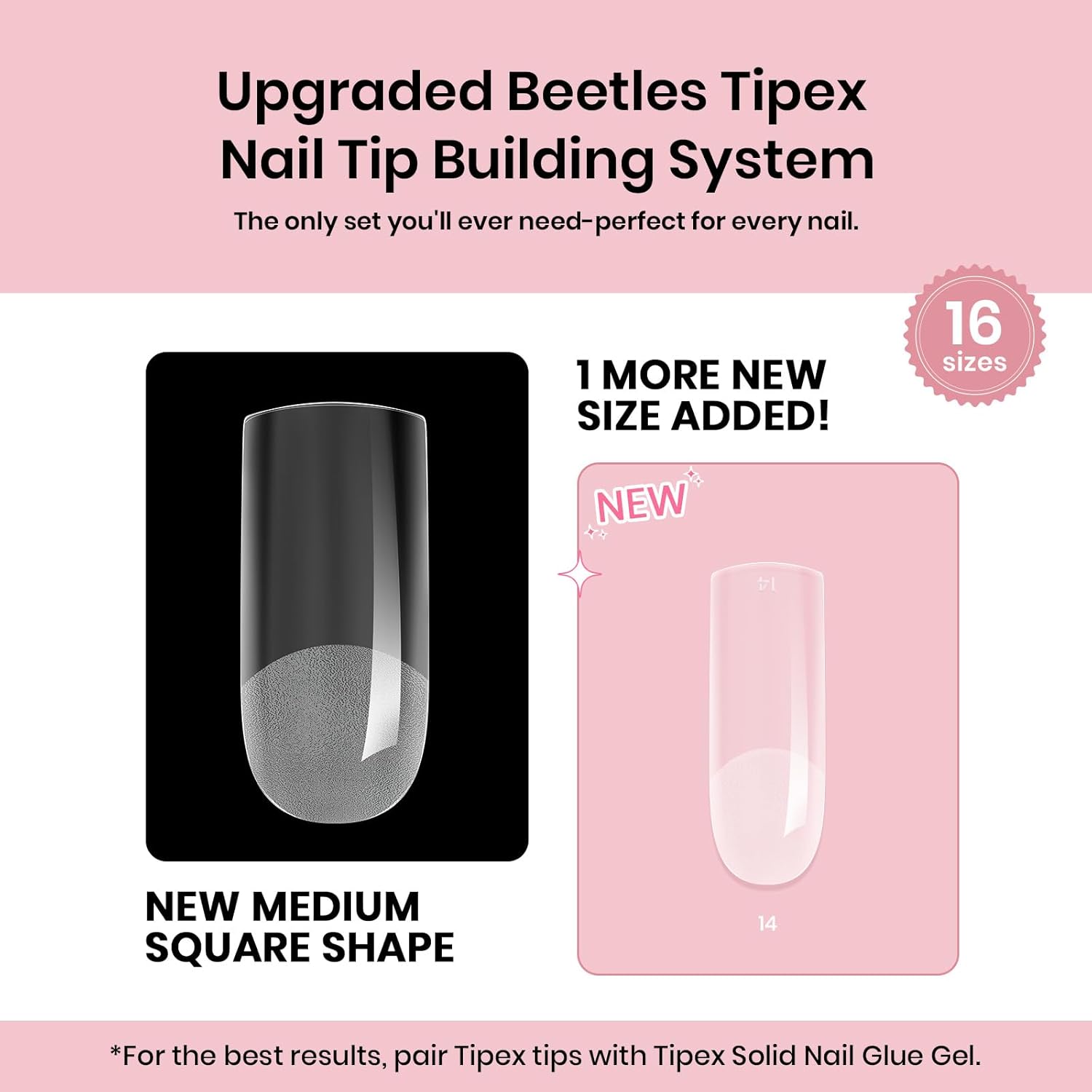 Beetles Medium Square Tipex Nail Tips|512pcs