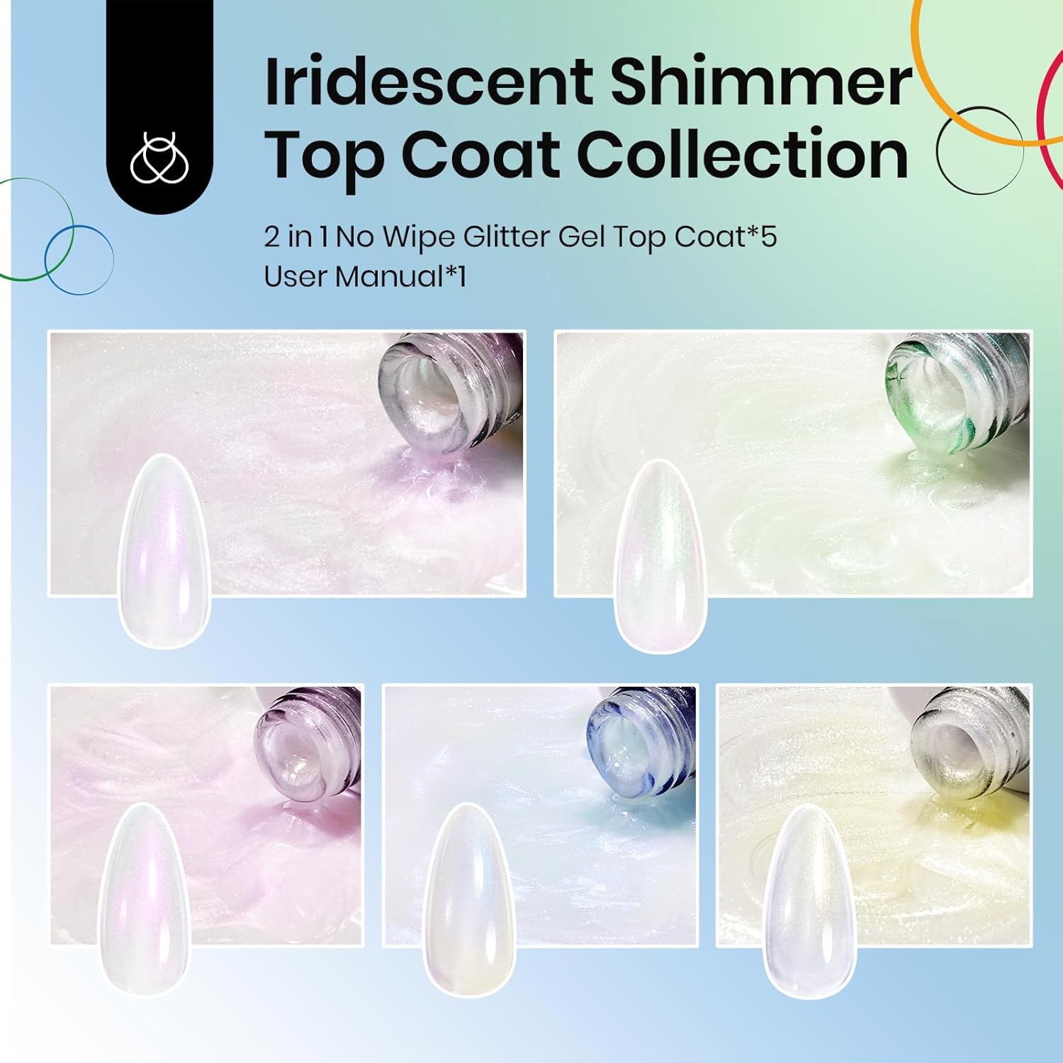 Beetles 5 Pcs 2 in 1 Unicorn Chrome Top Coat Set